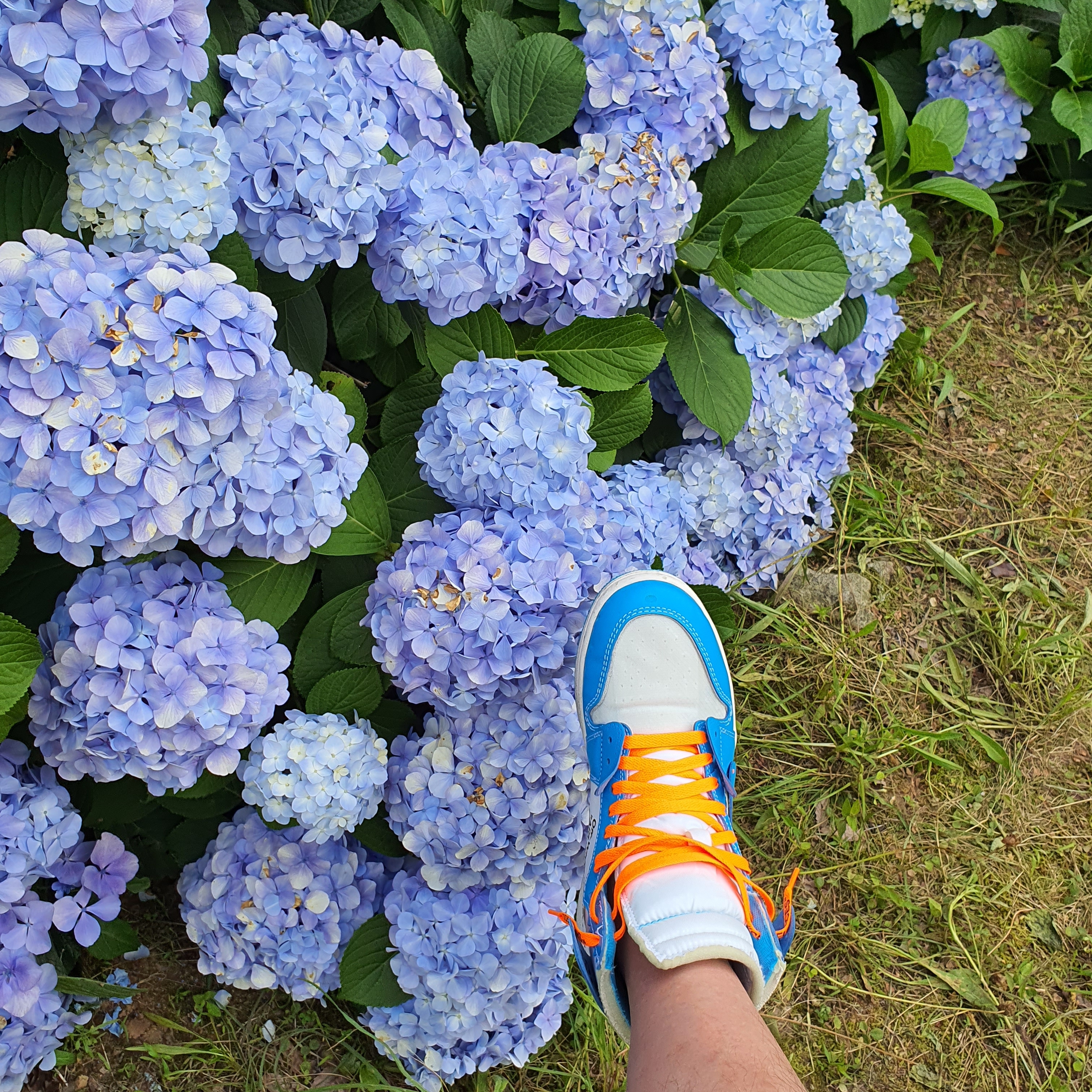 Jordan 1 x Off-White Retro High University Blue 착용 스타일 - 2