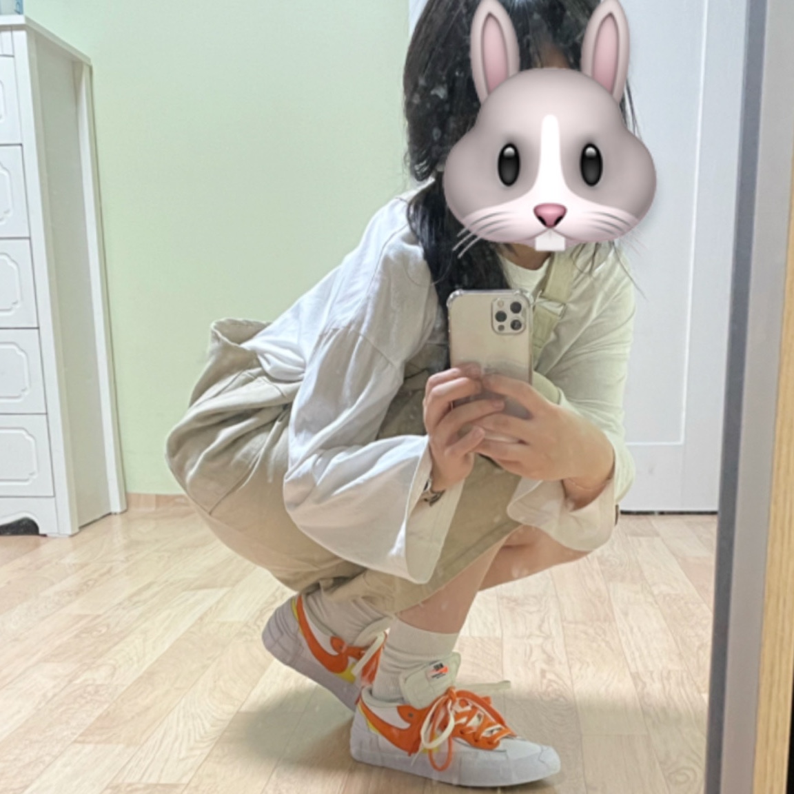 Nike x Sacai Blazer Low Magma Orange 착용 스타일 - 1