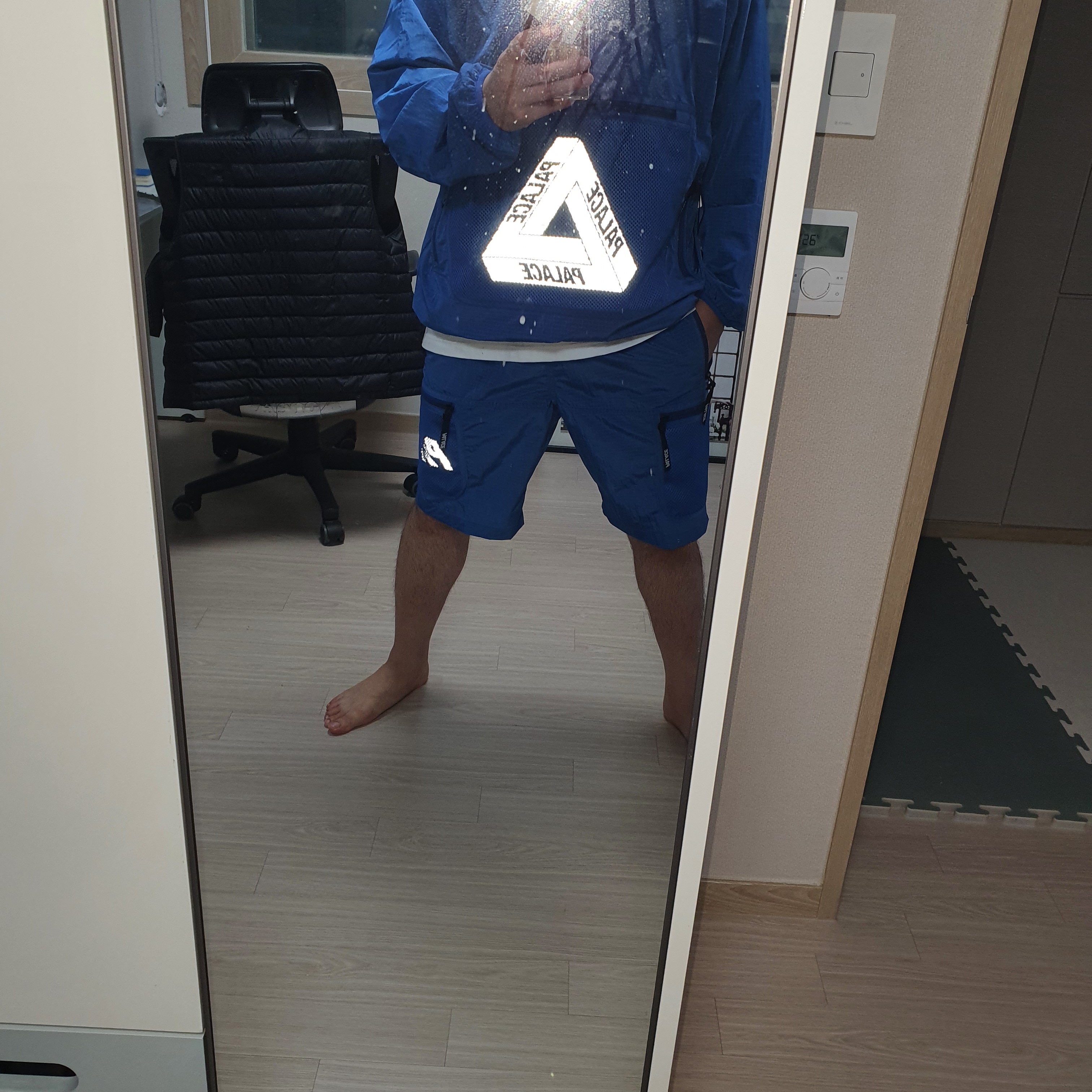 Palace Mesh Pocket Shell Shorts Blue - 21SS, Palace Mesh Pocket Shell Jacket Blue - 21SS 착용 스타일 - 1