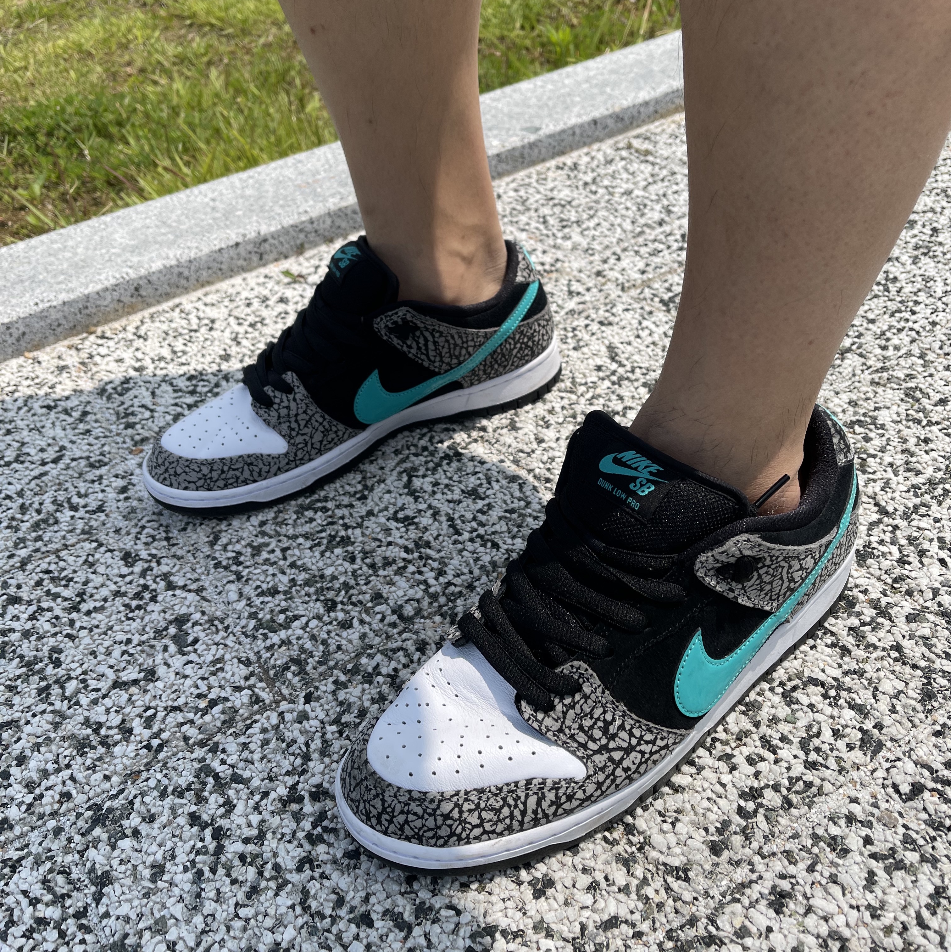 Nike SB Dunk Low Pro Clear Jade, Supreme Bandana Camp Cap Navy - 21SS 착용 스타일 - 4
