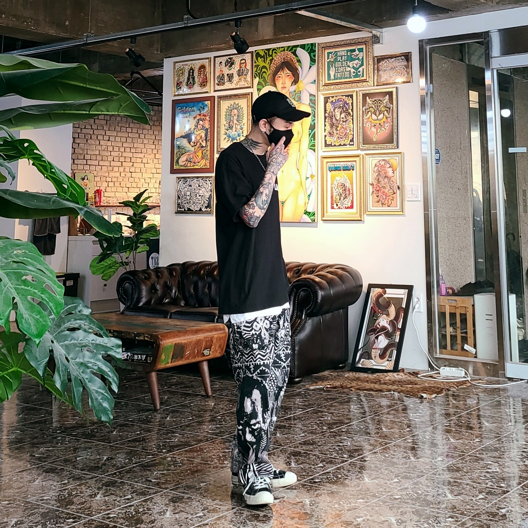 Supreme x Lacoste Twill 6-Panel Black - 18SS 착용 스타일 - 1