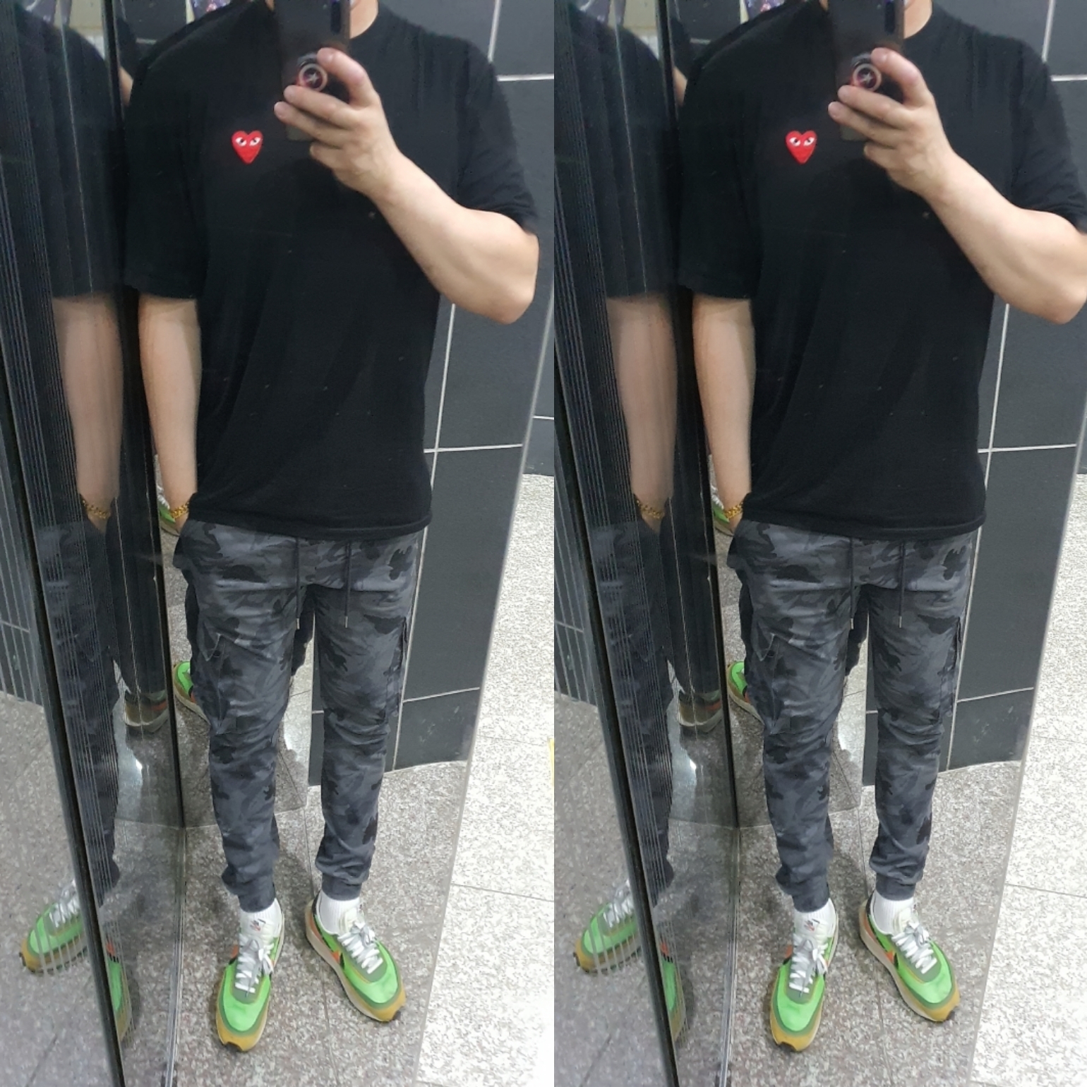 Nike x Sacai LDWaffle Green Multi 착용 스타일