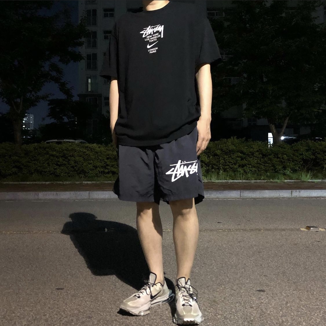 Nike x Stussy Water Shorts Off Noir, Nike x Stussy WT T-Shirt Black - US/EU 착용 스타일