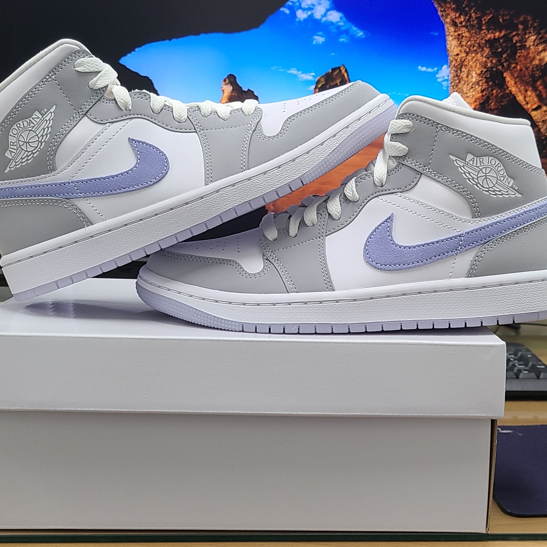 (W) Jordan 1 Mid Wolf Grey 착용 스타일