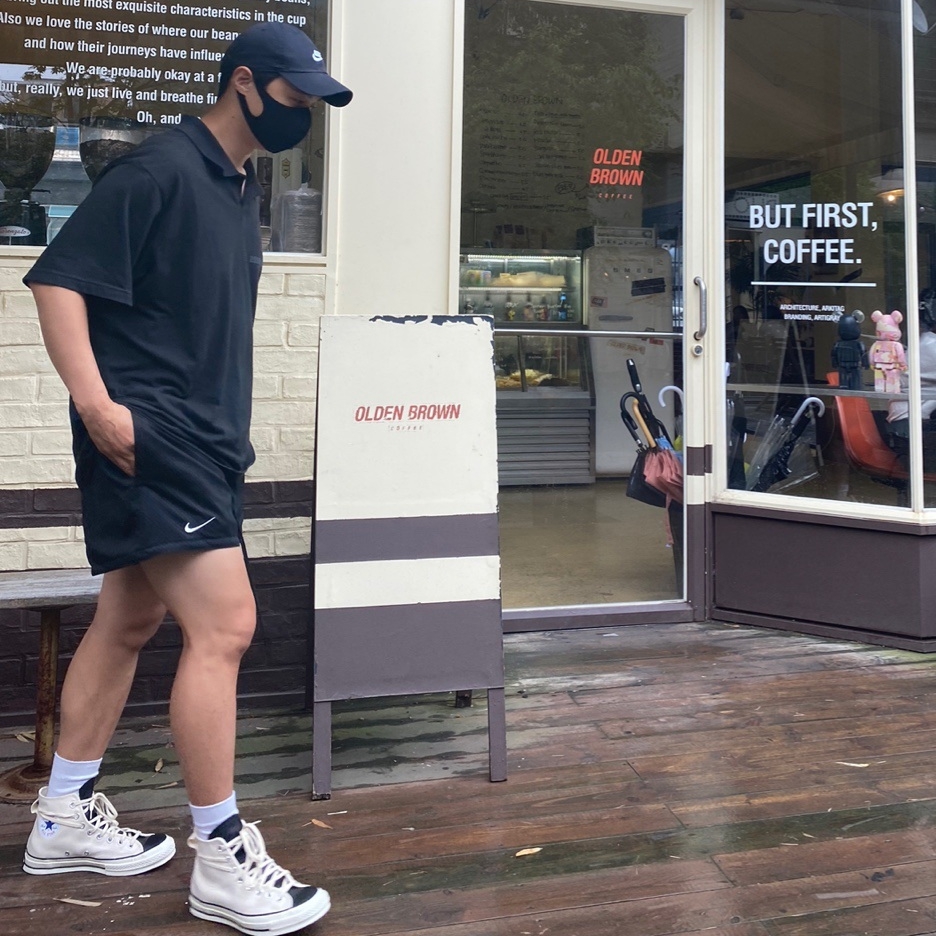 Nike x Fear of God Basketball Shorts Off Noir, Essentials Short Sleeve Boxy Polo Dark Slate/Stretch Limo/Black - 20SS 착용 스타일 - 2