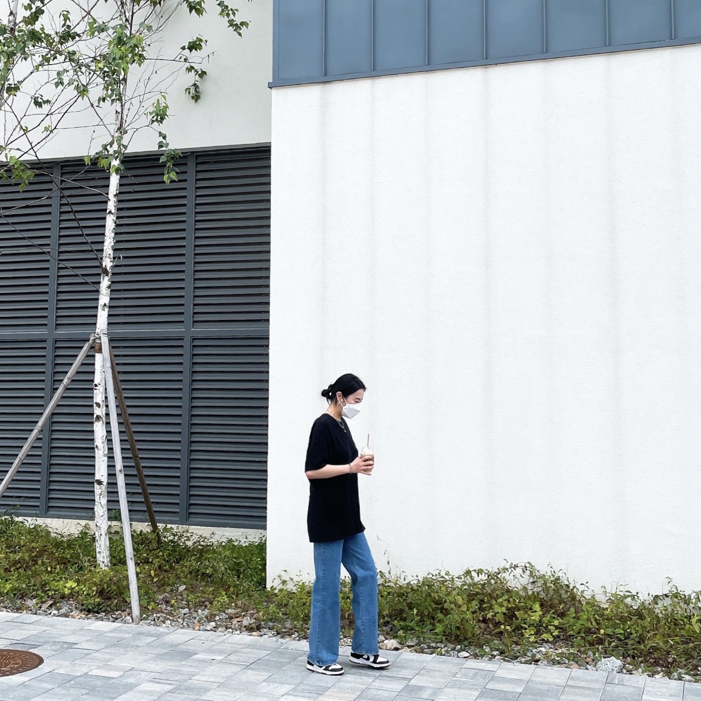 (W) Nike Dunk Low Black 착용 스타일 - 1