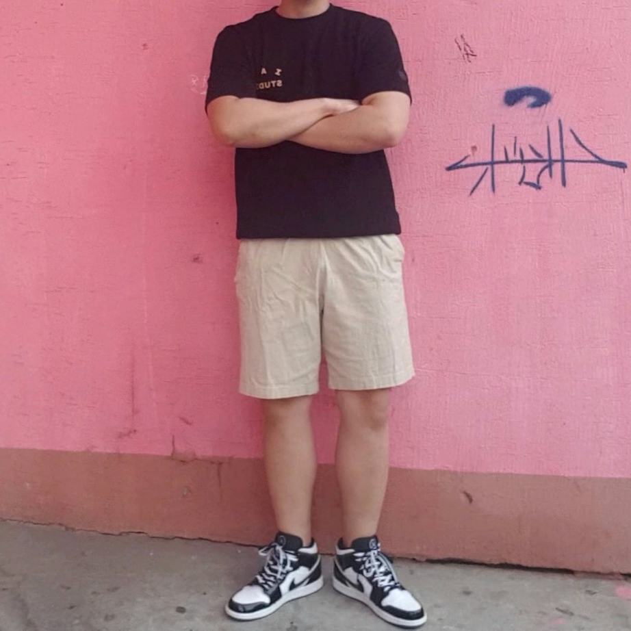 Jordan 1 Mid SE ASW Black, IAB Studio x Kakao Friends T-Shirt Black 착용 스타일