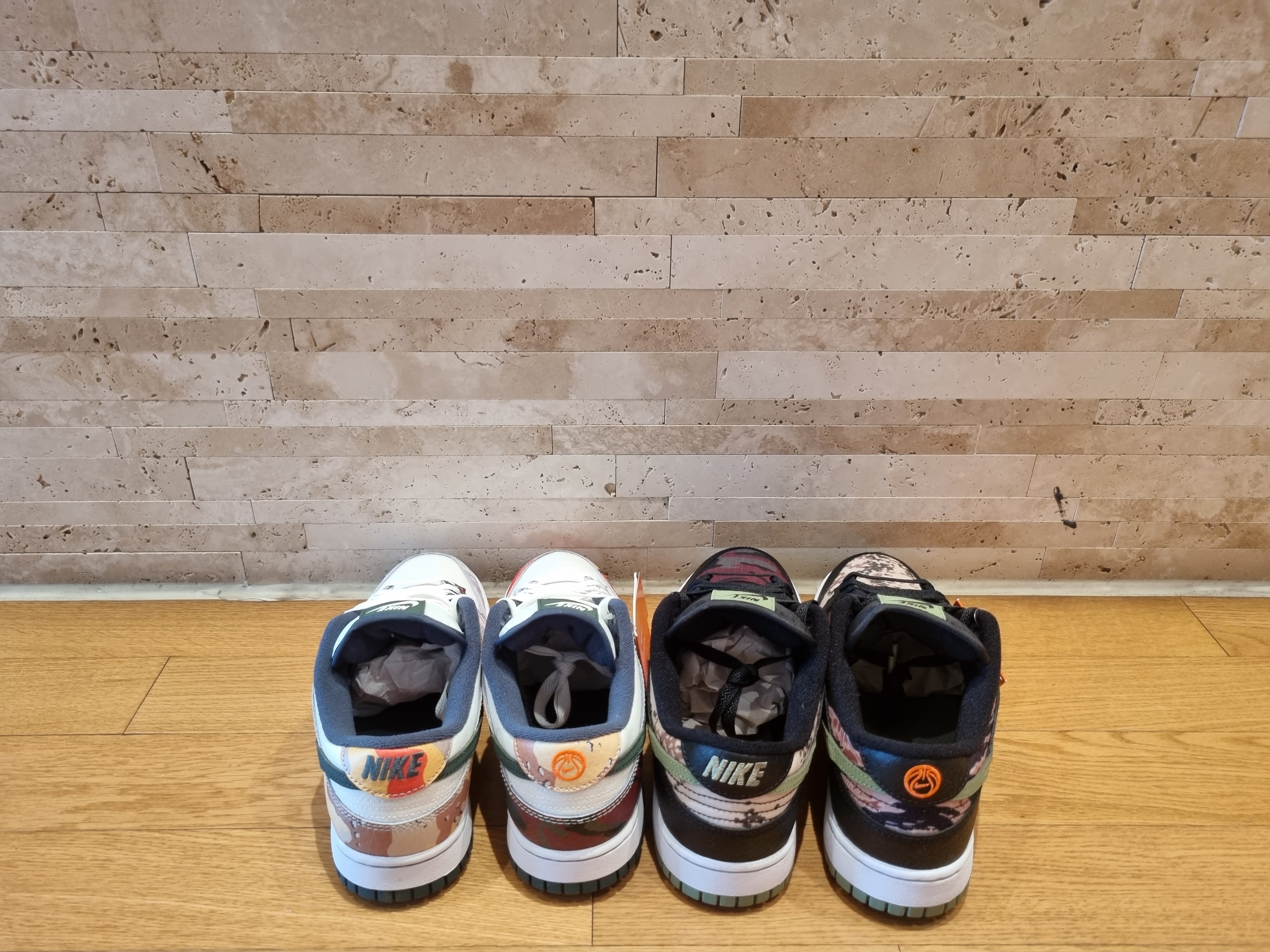 Nike Dunk Low SE Sail Multi Camo, Nike Dunk Low SE Black Multi Camo 착용 스타일 - 2