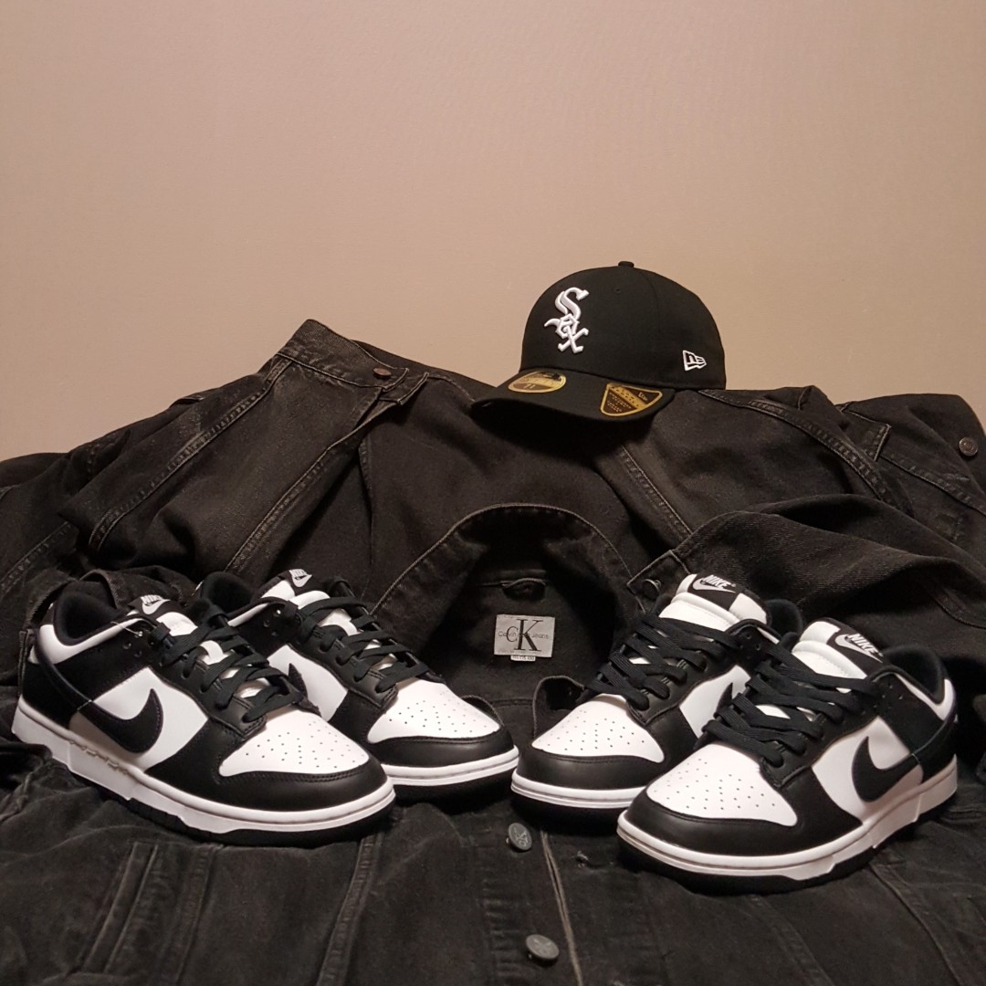 (W) Nike Dunk Low Black, Nike Dunk Low Retro Black 착용 스타일 - 1