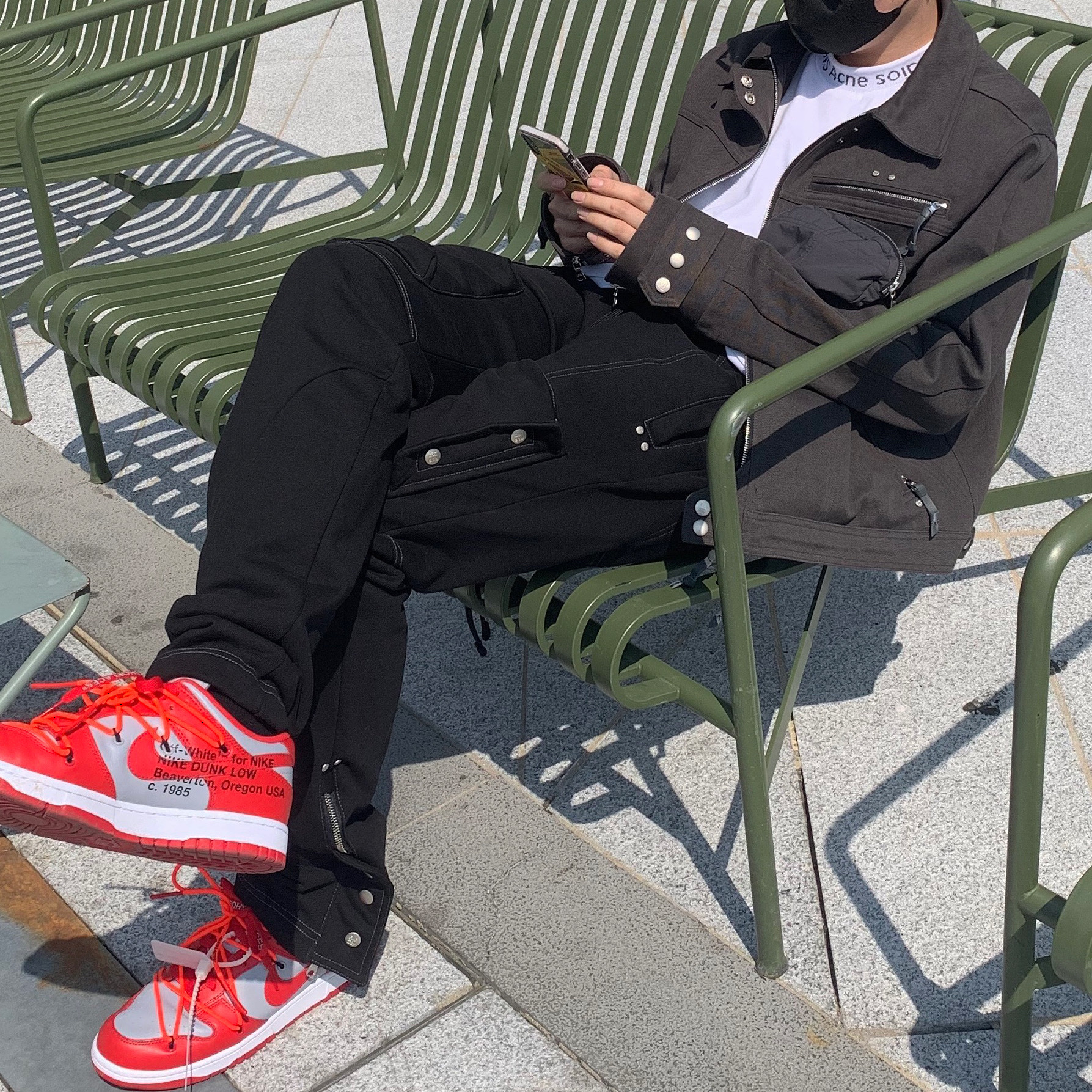 Nike x Off-White Dunk Low University Red 착용 스타일