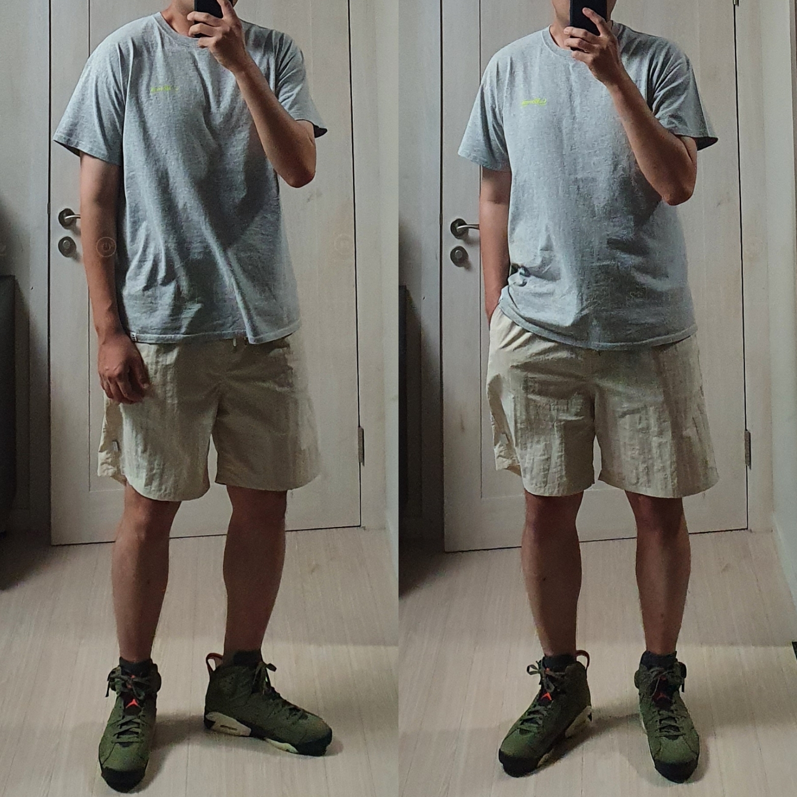 Jordan 6 x Travis Scott Retro Olive 착용 스타일