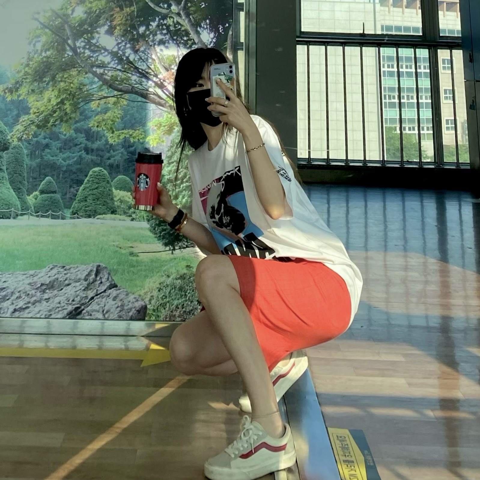 Vans Style 36 Marshmallow Racing Red 착용 스타일 - 2