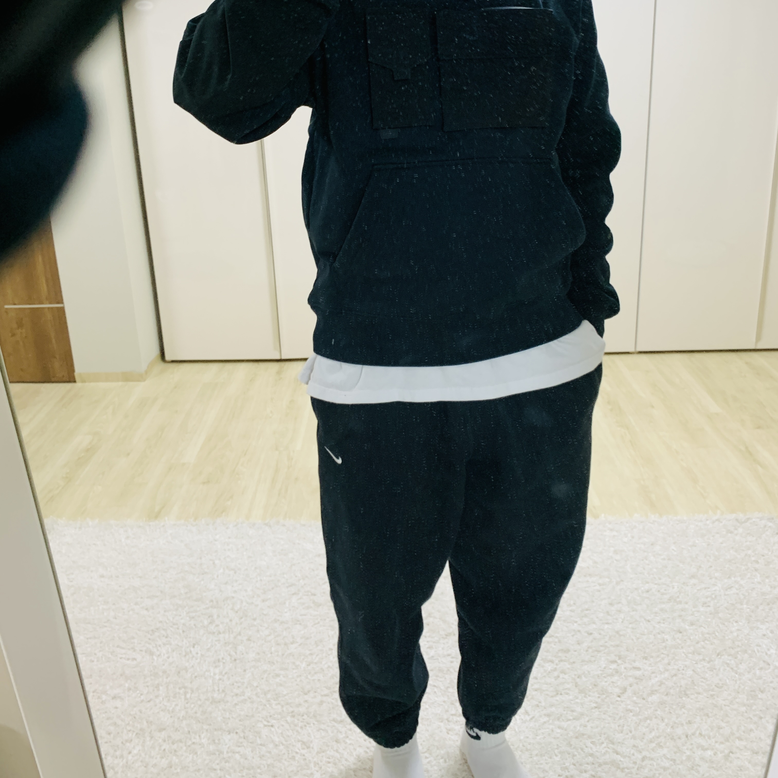 Nike NRG Solo Swoosh Fleece Pants Black White - Asia, Nike x Drake Nocta NRG Hoodie Black - Asia 착용 스타일