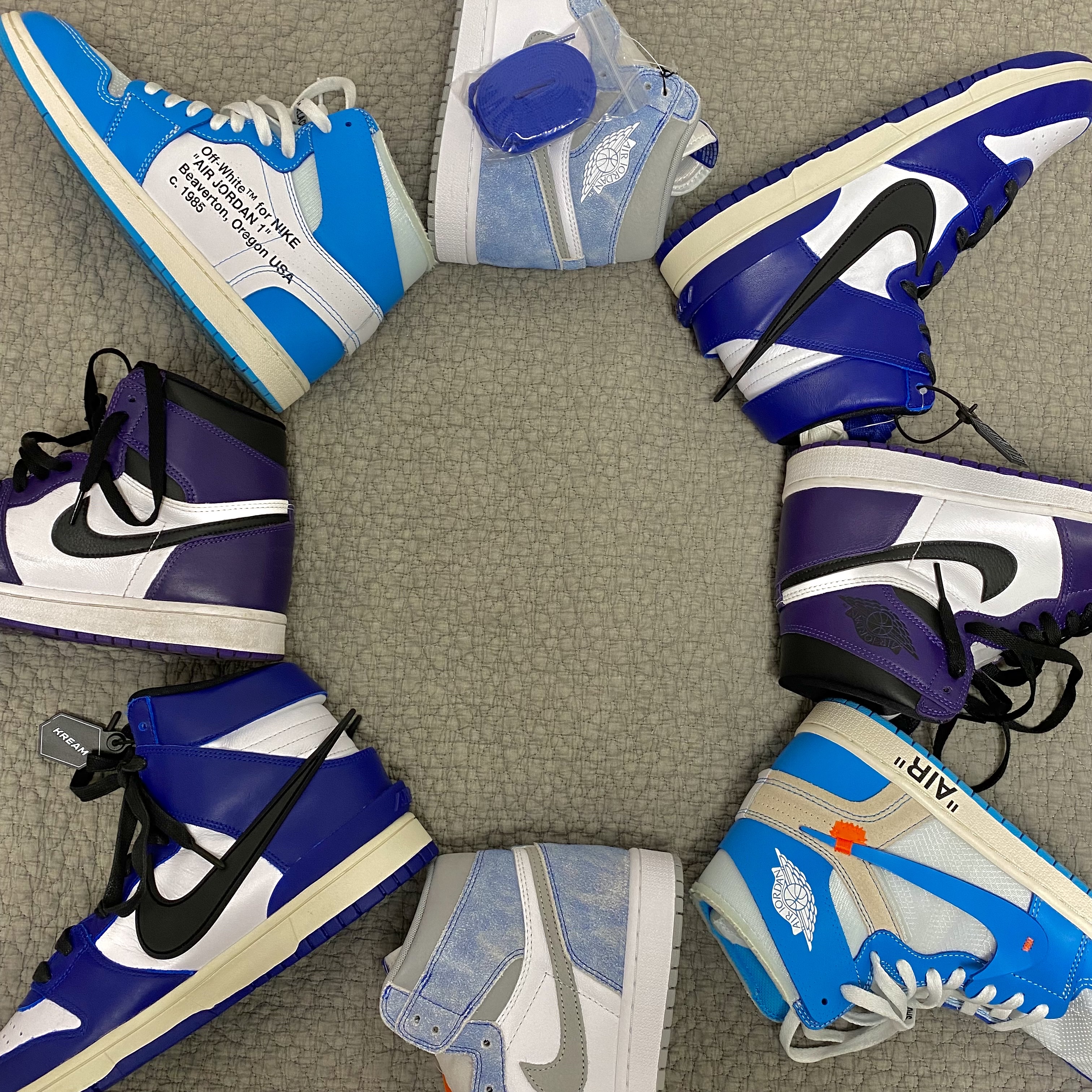 Jordan 1 Retro High OG Hyper Royal, Nike x Ambush Dunk High Deep Royal Blue 착용 스타일 - 1