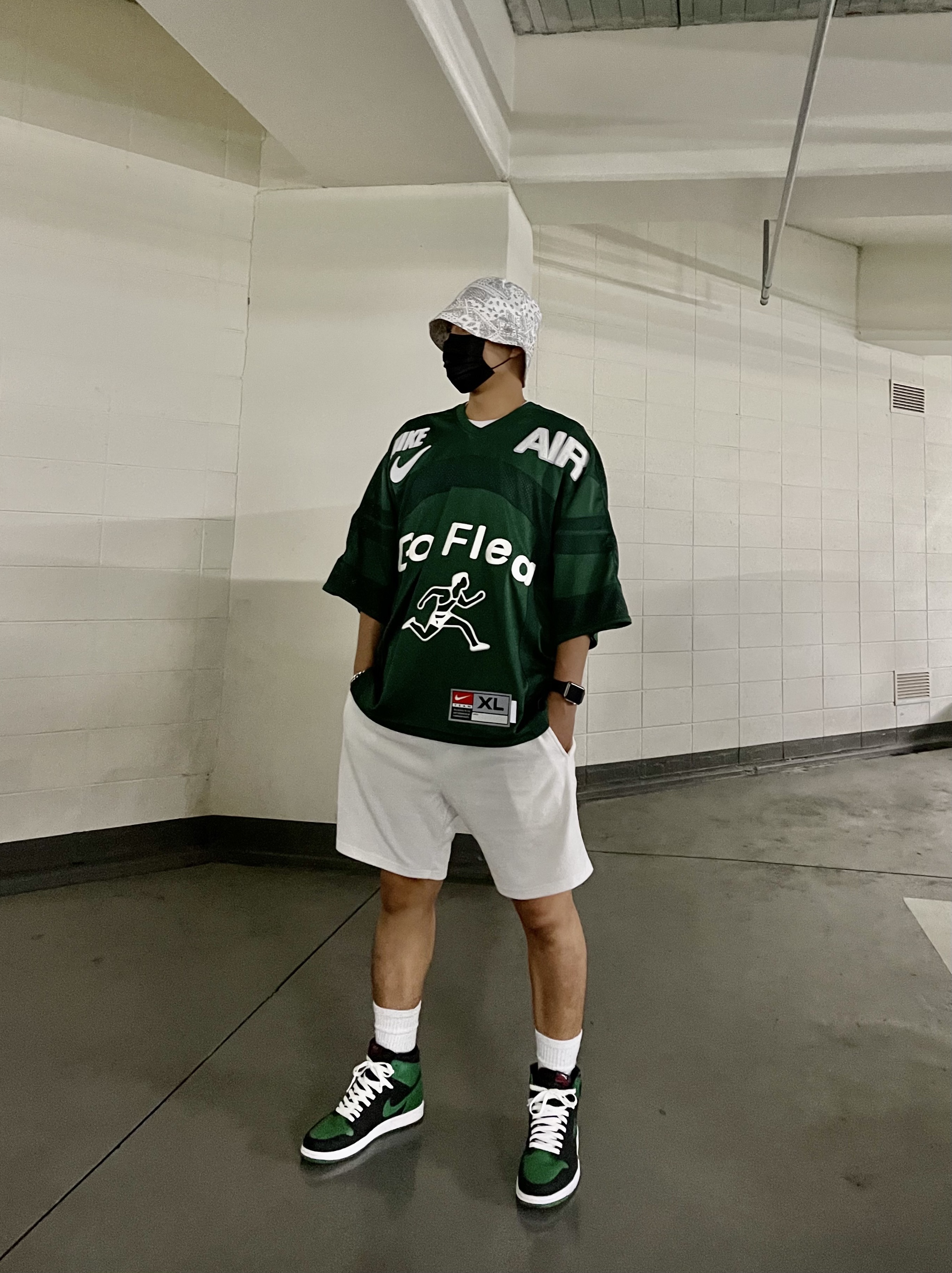 Nike x Cactus Plant Flea Market S/S Jersey Green - Asia, Jordan 1 Retro High OG Pine Green Black 착용 스타일 - 1