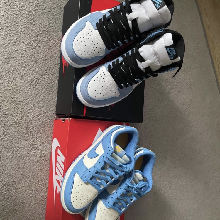 Jordan 1 Retro High OG University Blue, (W) Nike Dunk Low Coast 착용 스타일