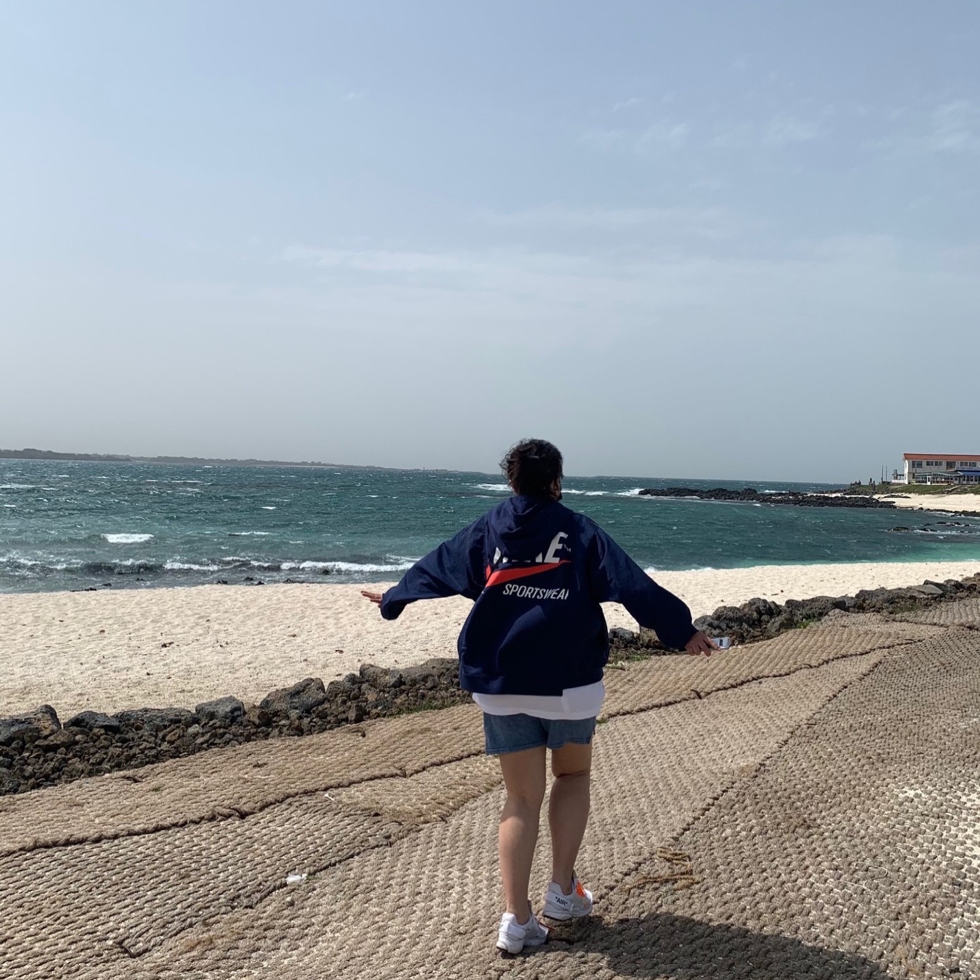Nike NSW Hoodie BRS Midnight Navy, Nike x Off-White Air Presto White 착용 스타일
