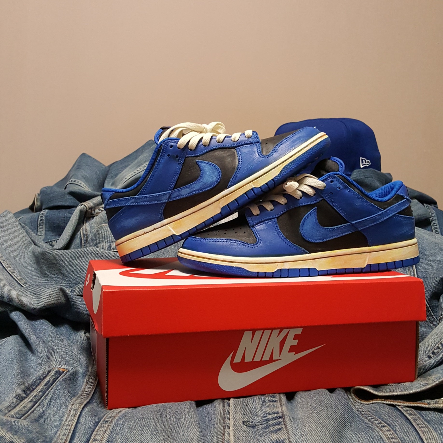 Nike Dunk Low Retro Hyper Cobalt, (GS) Nike Dunk Low Retro Hyper Cobalt 착용 스타일 - 1