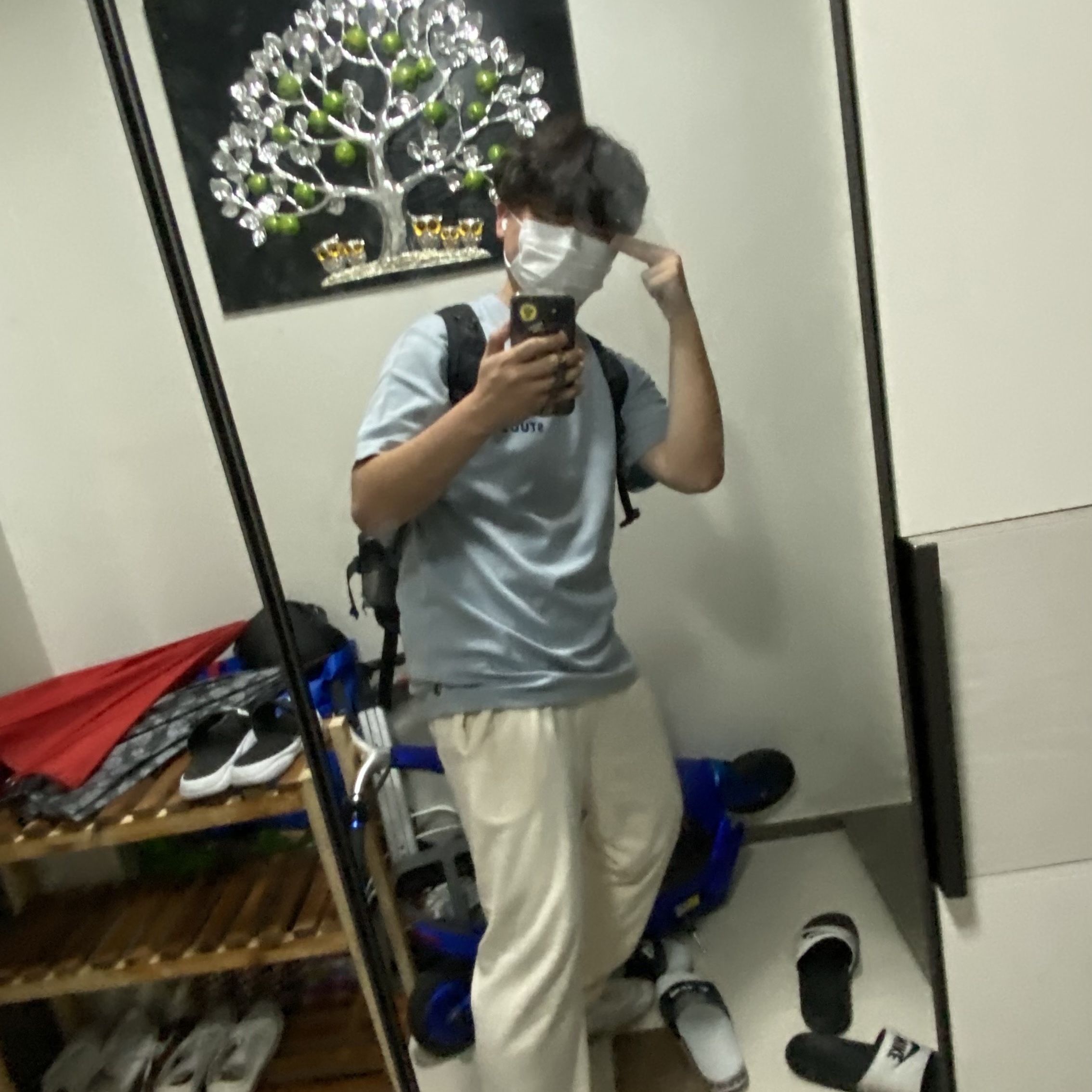 IAB Studio T-Shirt Ash Blue - 21SS, Nike Air Max 97 Triple White Wolf Grey 착용 스타일 - 3