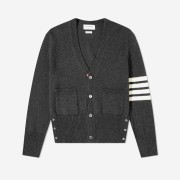 Thom Browne Shetland 4-Bar Classic Cardigan Dark Grey