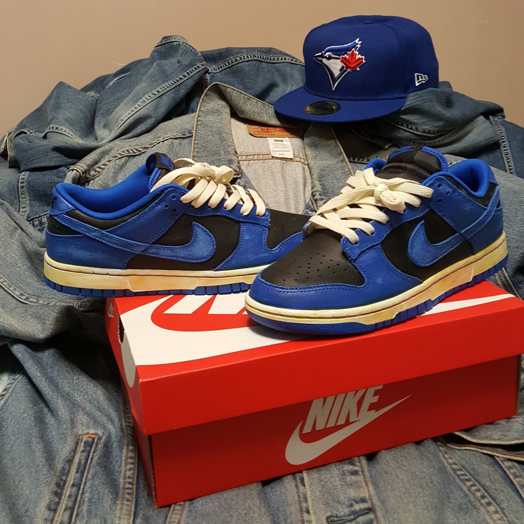 Nike Dunk Low Retro Hyper Cobalt, (GS) Nike Dunk Low Retro Hyper Cobalt 착용 스타일 - 4