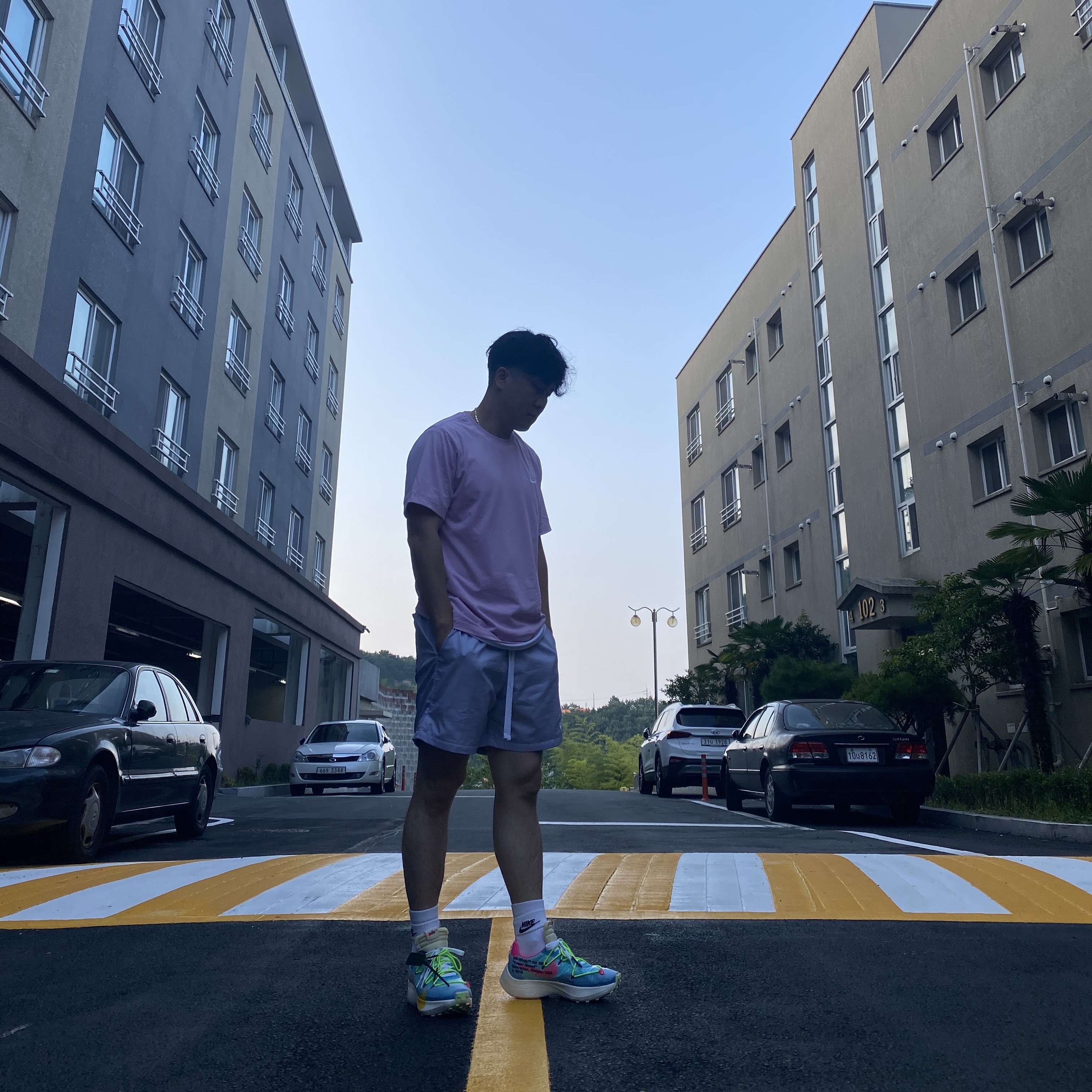 (W) Nike x Off-White Vapor Street Polarized Blue 착용 스타일 - 3