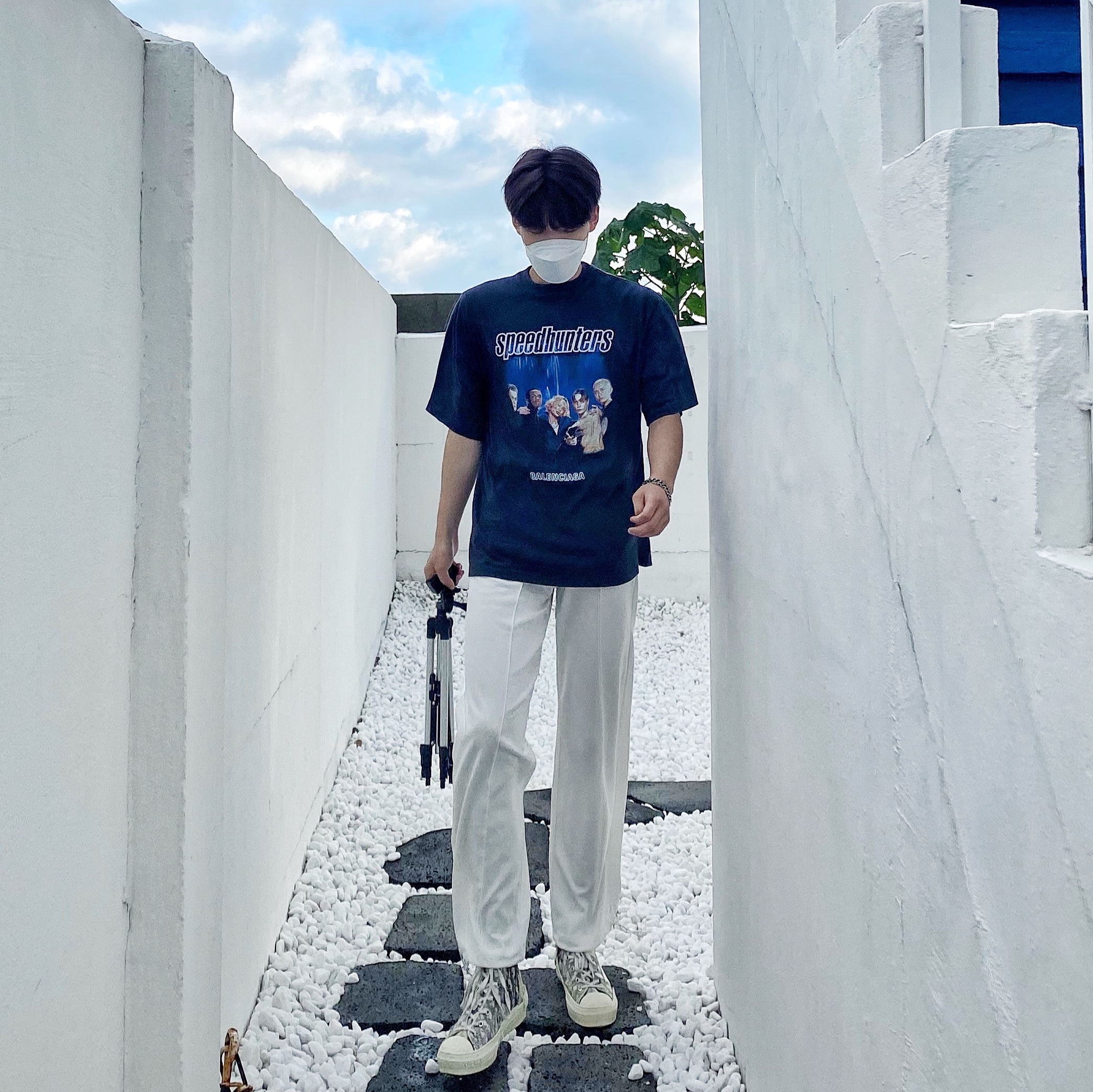 Dior B23 High Dior Oblique White & Black 착용 스타일