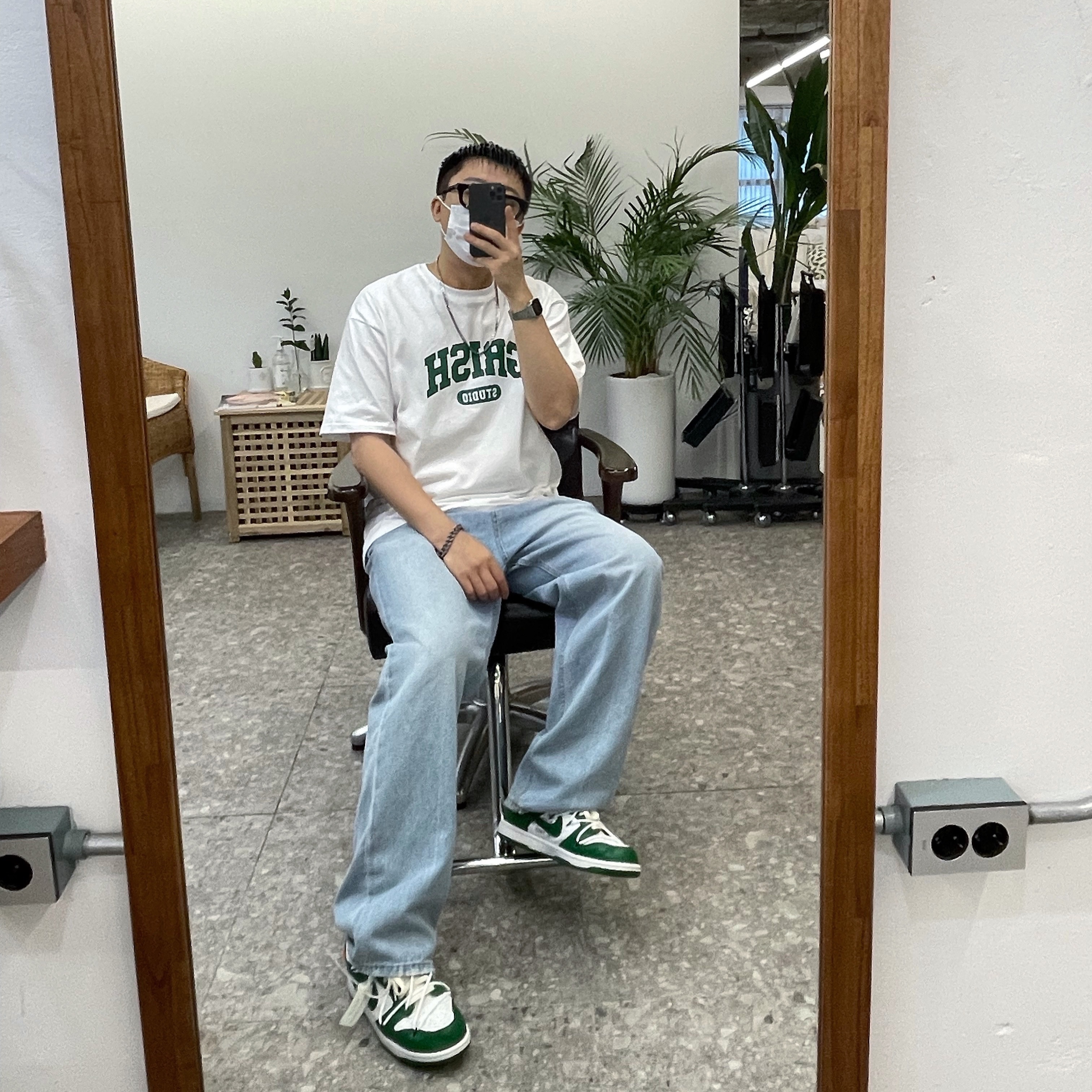 Nike x Off-White Dunk Low Pine Green 착용 스타일