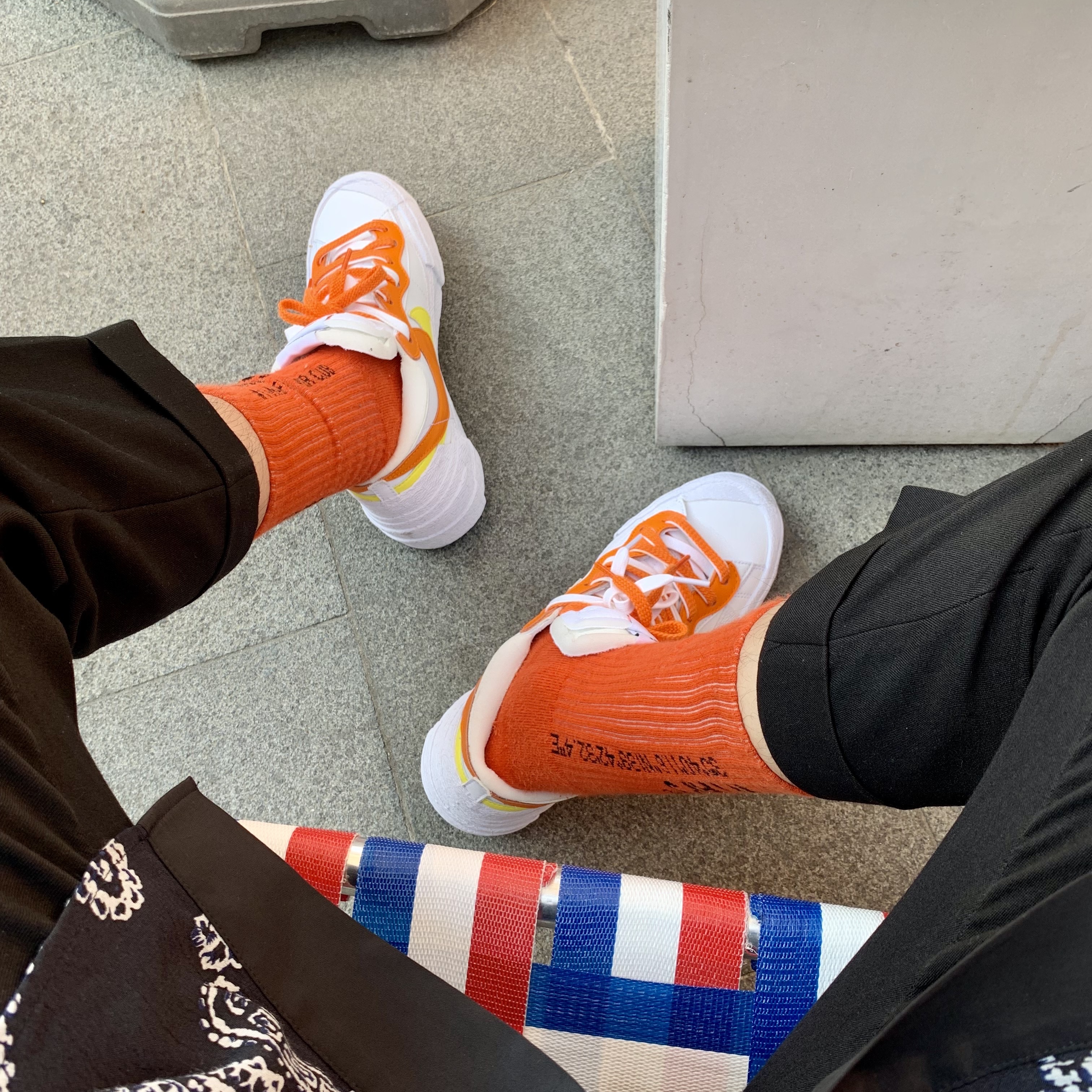 Nike x Sacai Blazer Low Magma Orange 착용 스타일