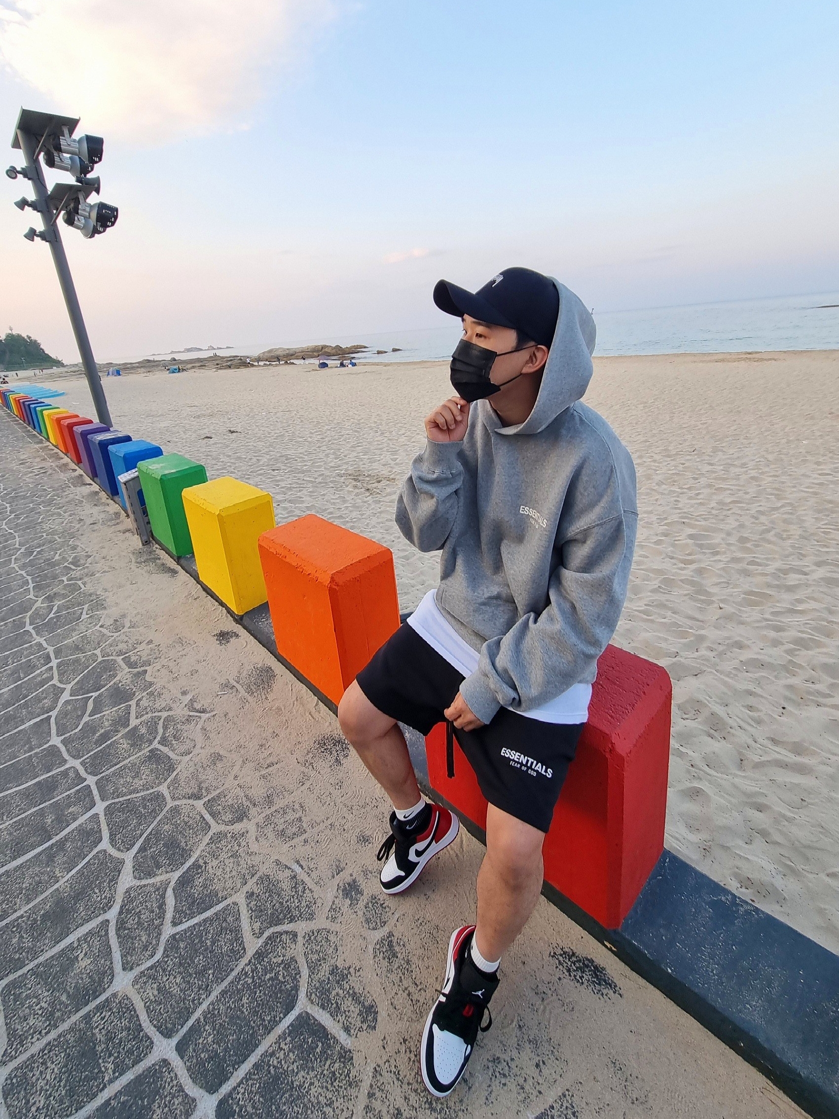 Essentials Sweatshorts Black 2020, Jordan 1 Low Black Toe 착용 스타일