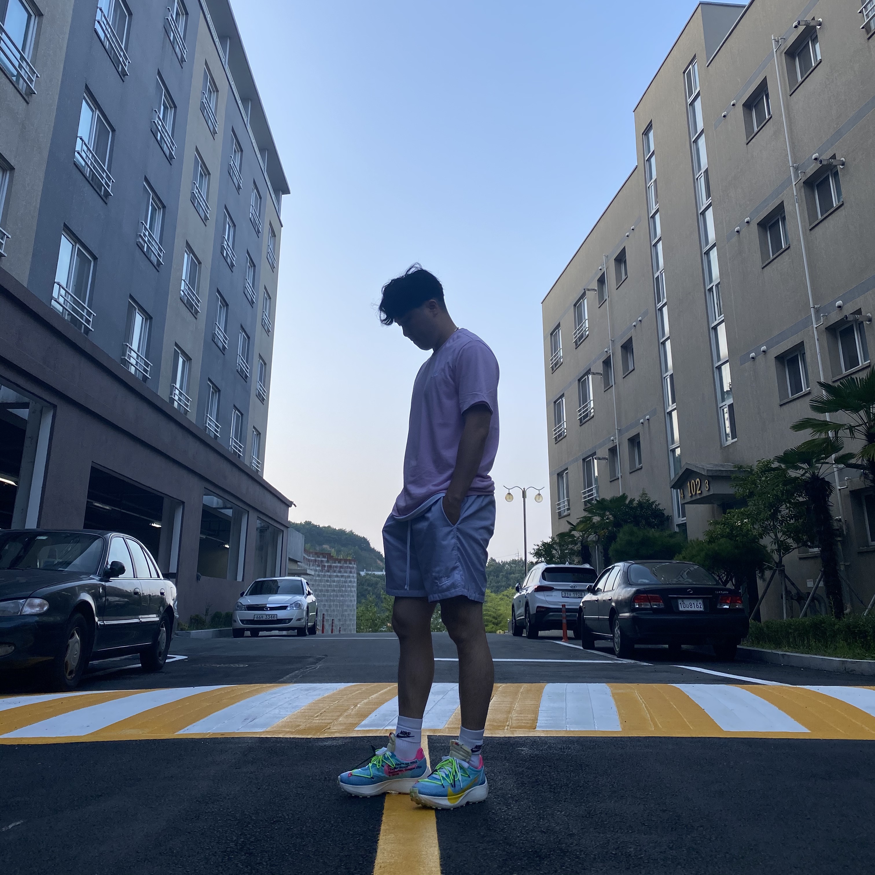 (W) Nike x Off-White Vapor Street Polarized Blue 착용 스타일 - 2
