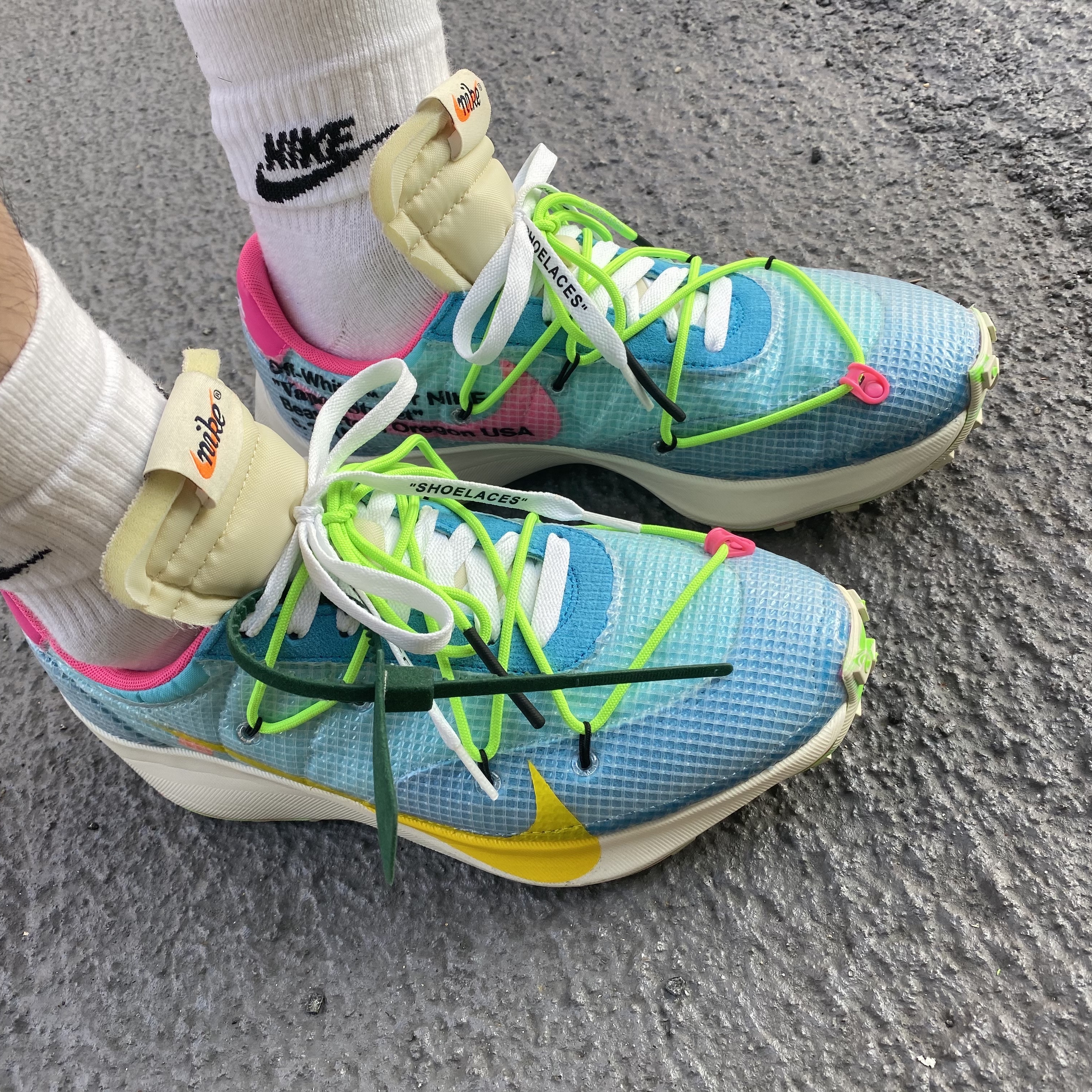 (W) Nike x Off-White Vapor Street Polarized Blue 착용 스타일 - 4