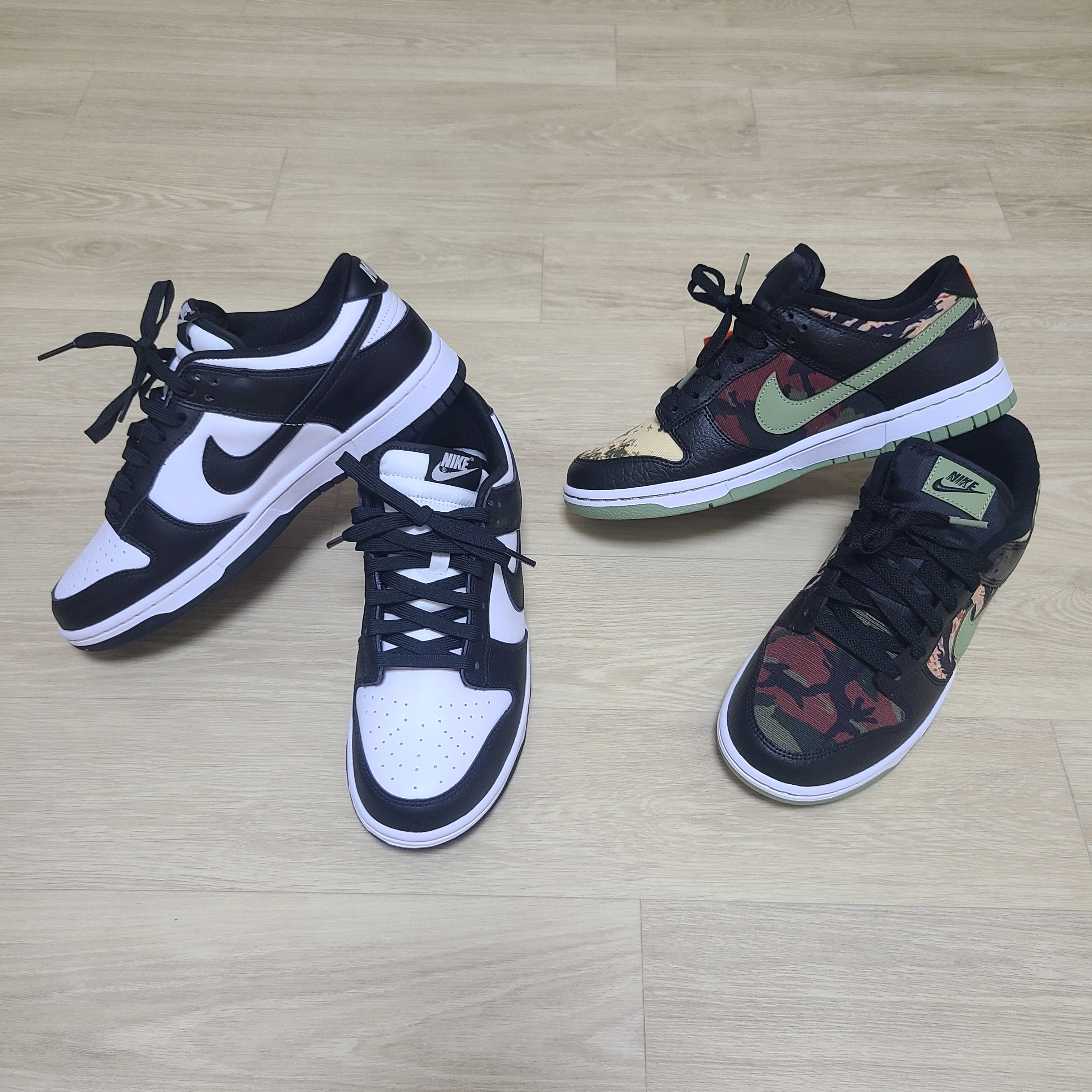 Nike Dunk Low Retro Black, Nike Dunk Low SE Black Multi Camo 착용 스타일 - 2
