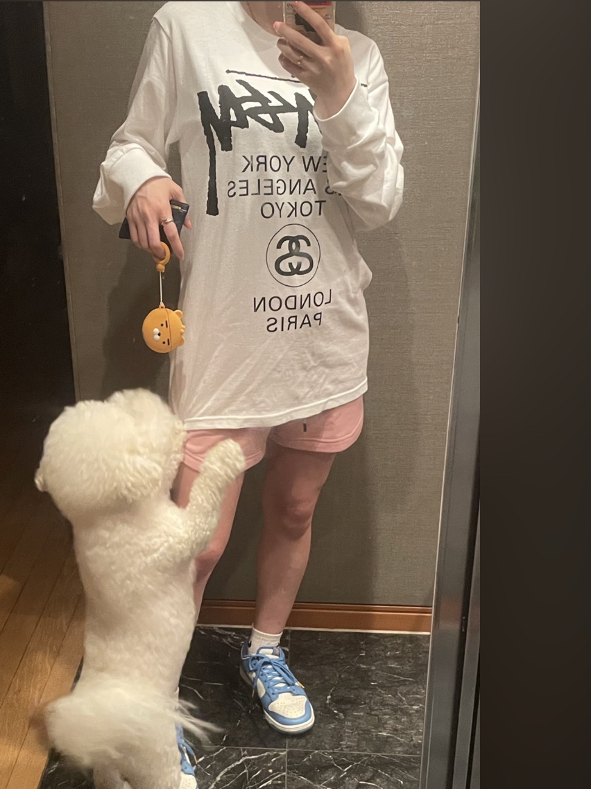 Stussy World Tour LS T-Shirt White, (W) Nike Dunk Low Coast 착용 스타일 - 2