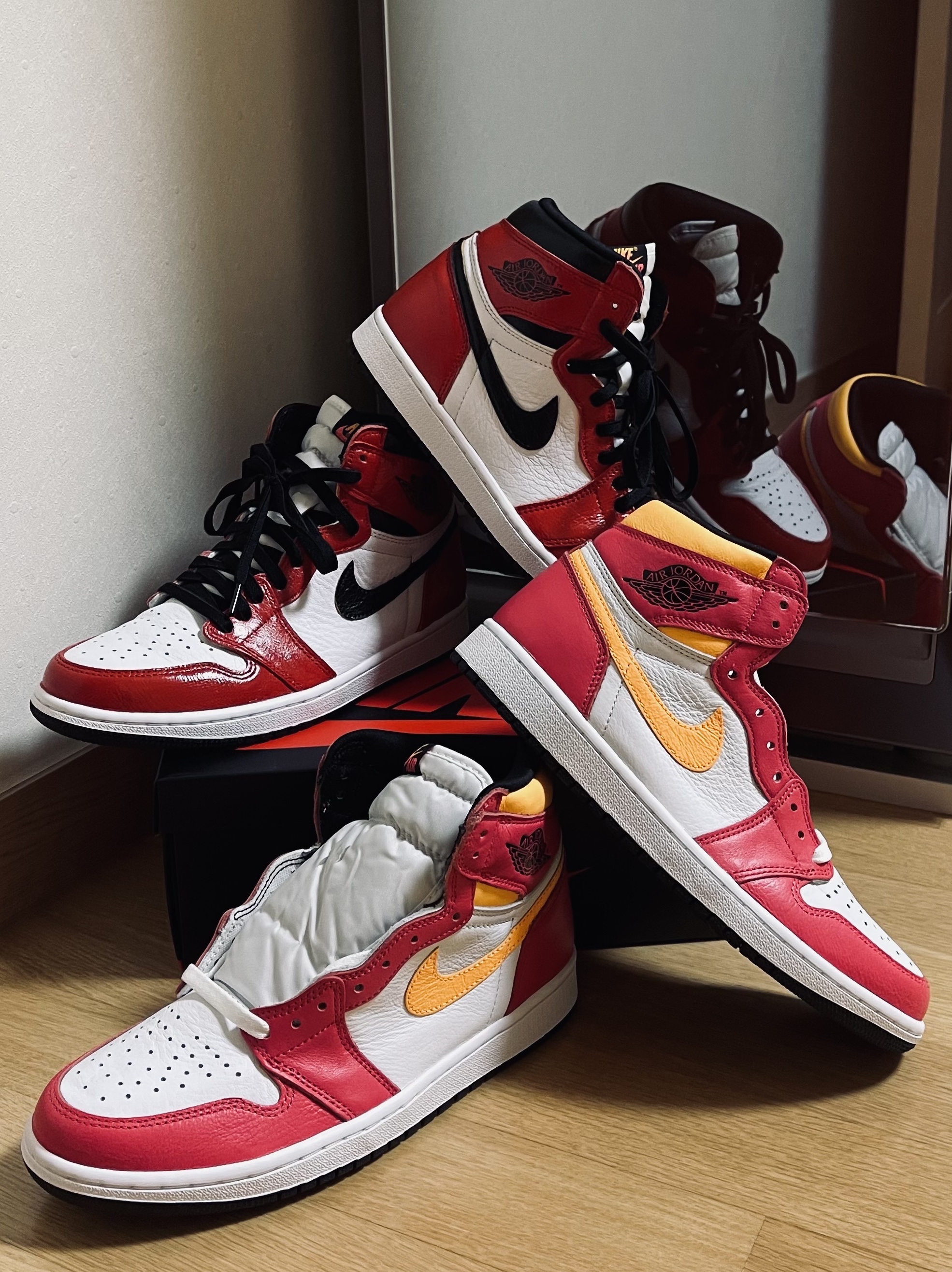 Jordan 1 Retro High OG Light Fusion Red 착용 스타일 - 1