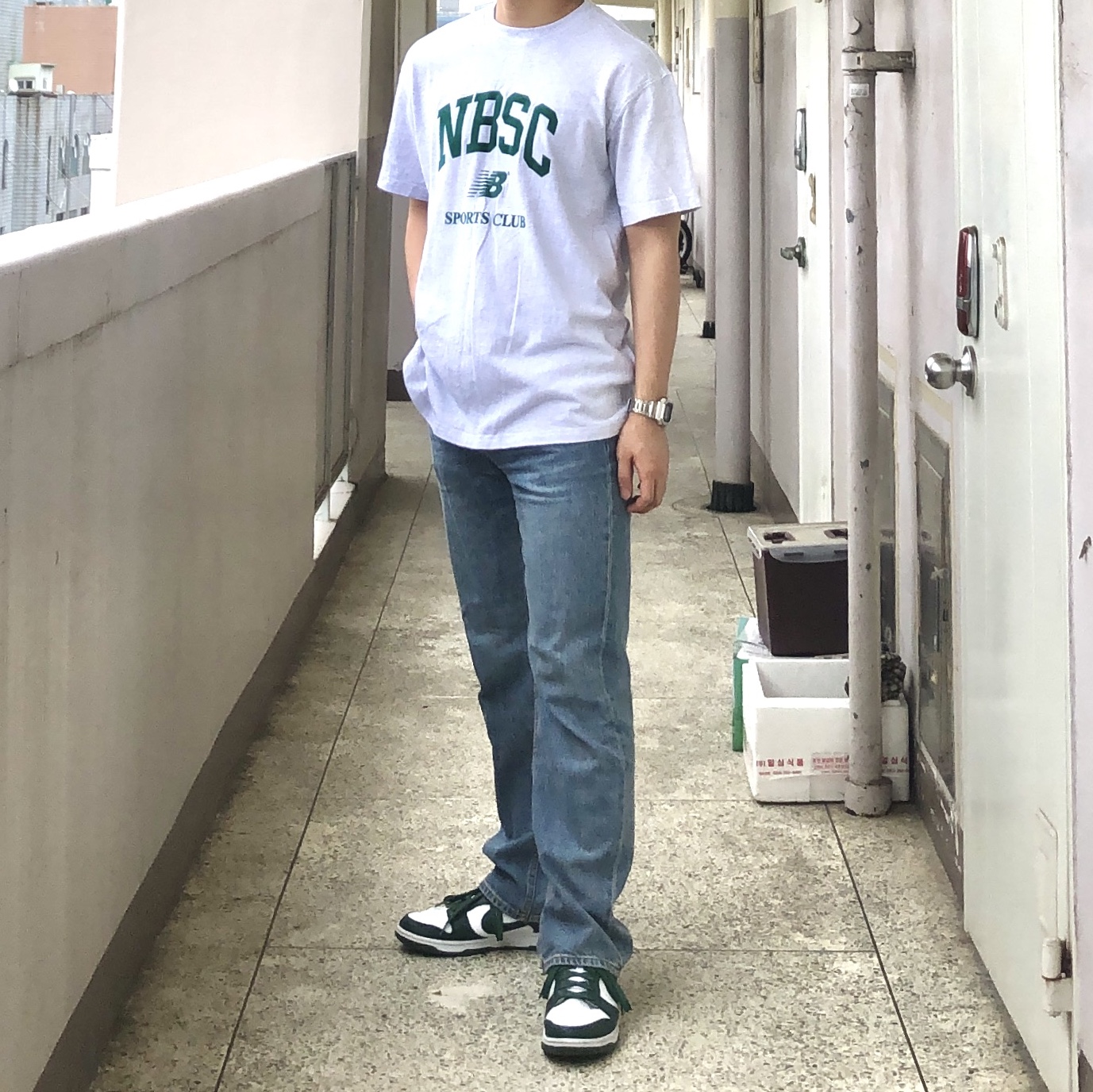 Nike Dunk Low Retro Varsity Green 착용 스타일