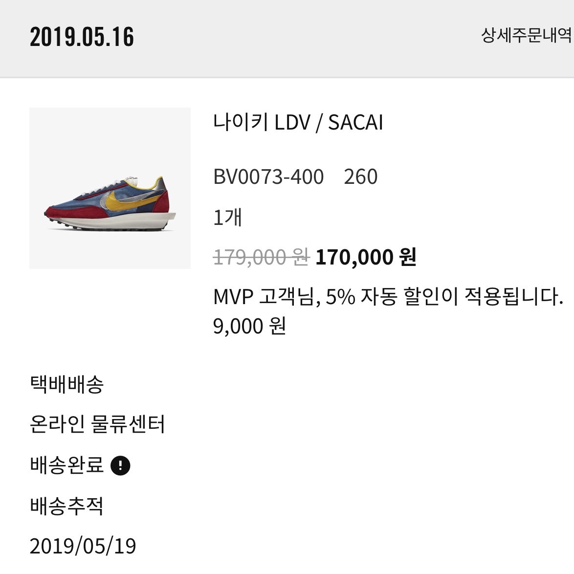 Nike x Sacai LDWaffle Blue Multi 착용 스타일