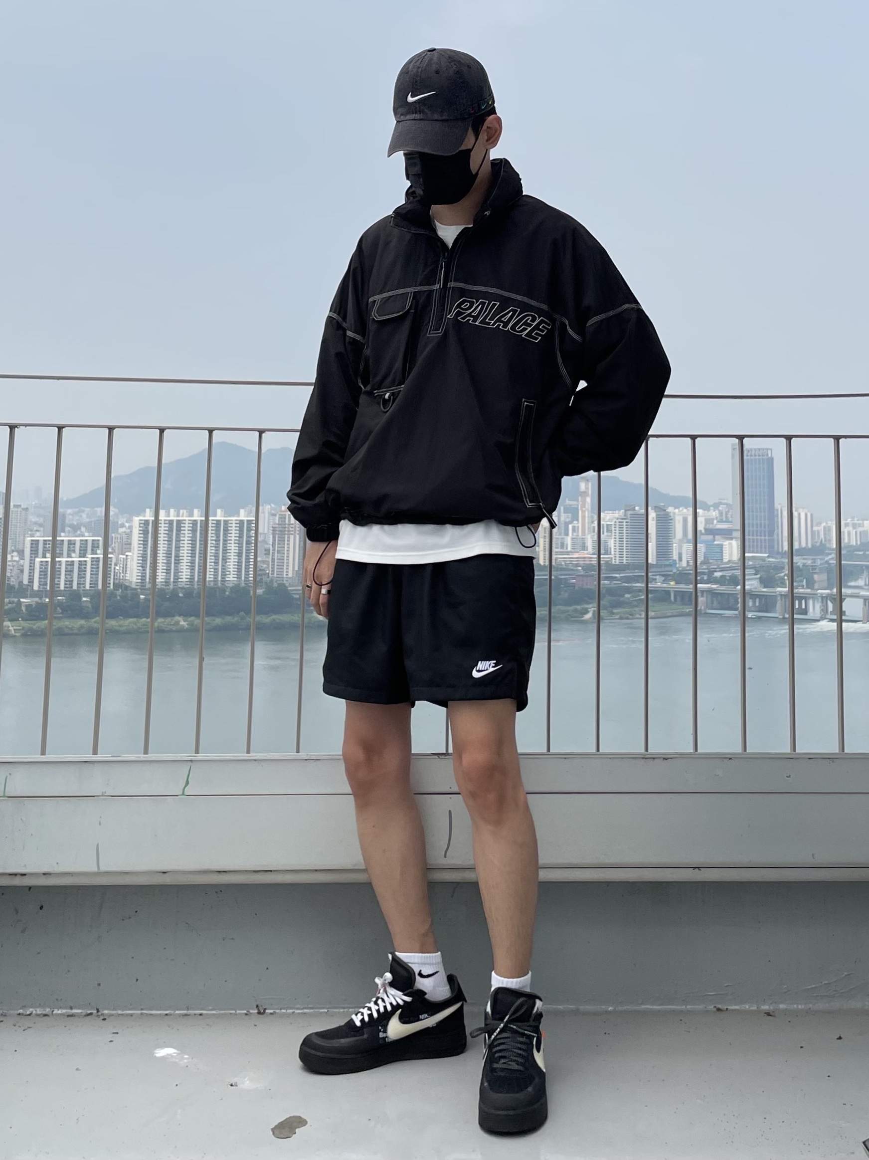 Nike x Off-White Air Force 1 Low Black White 착용 스타일