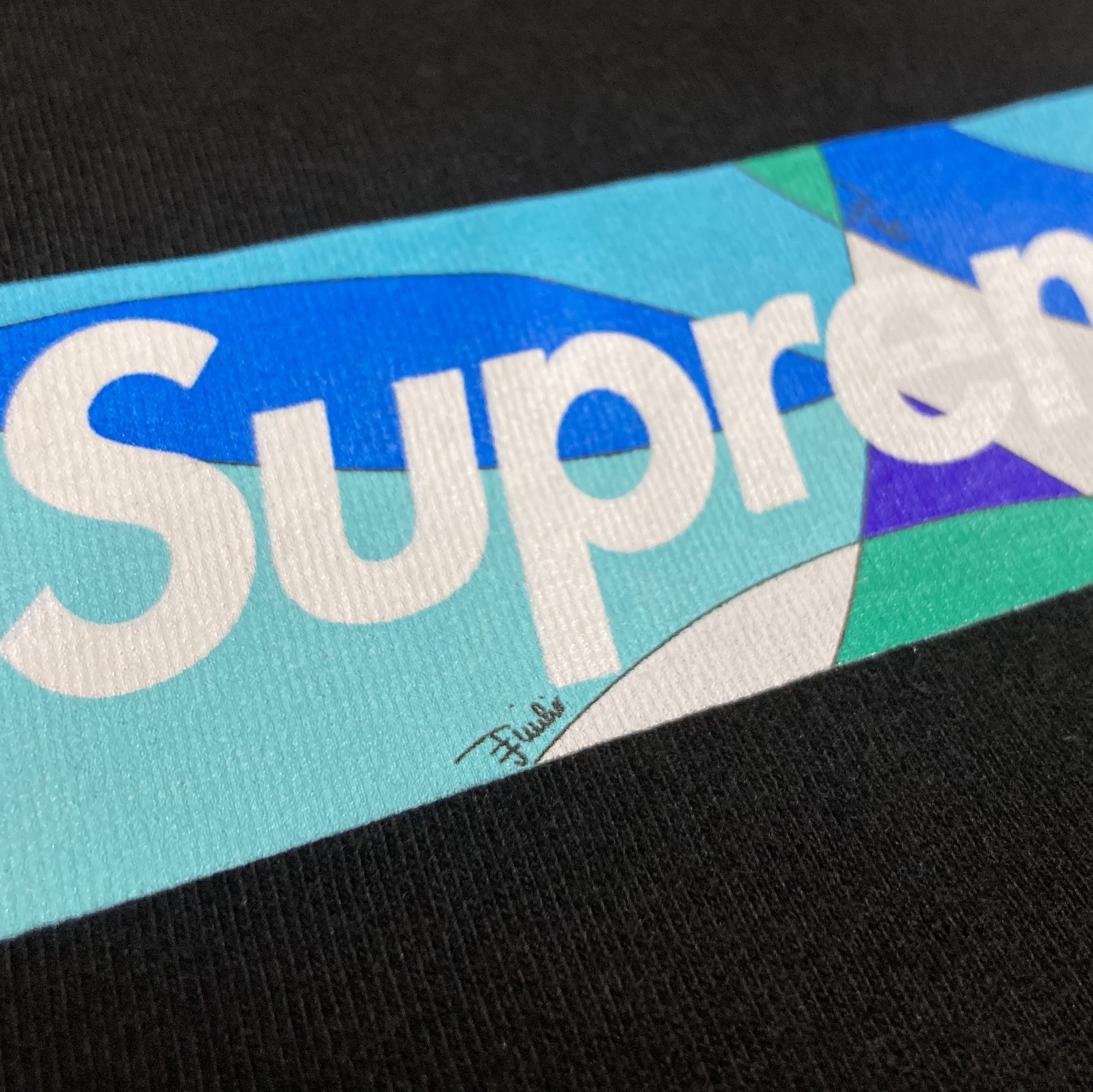 Supreme x Emilio Pucci Box Logo T-Shirt Black Blue - 21SS 착용 스타일