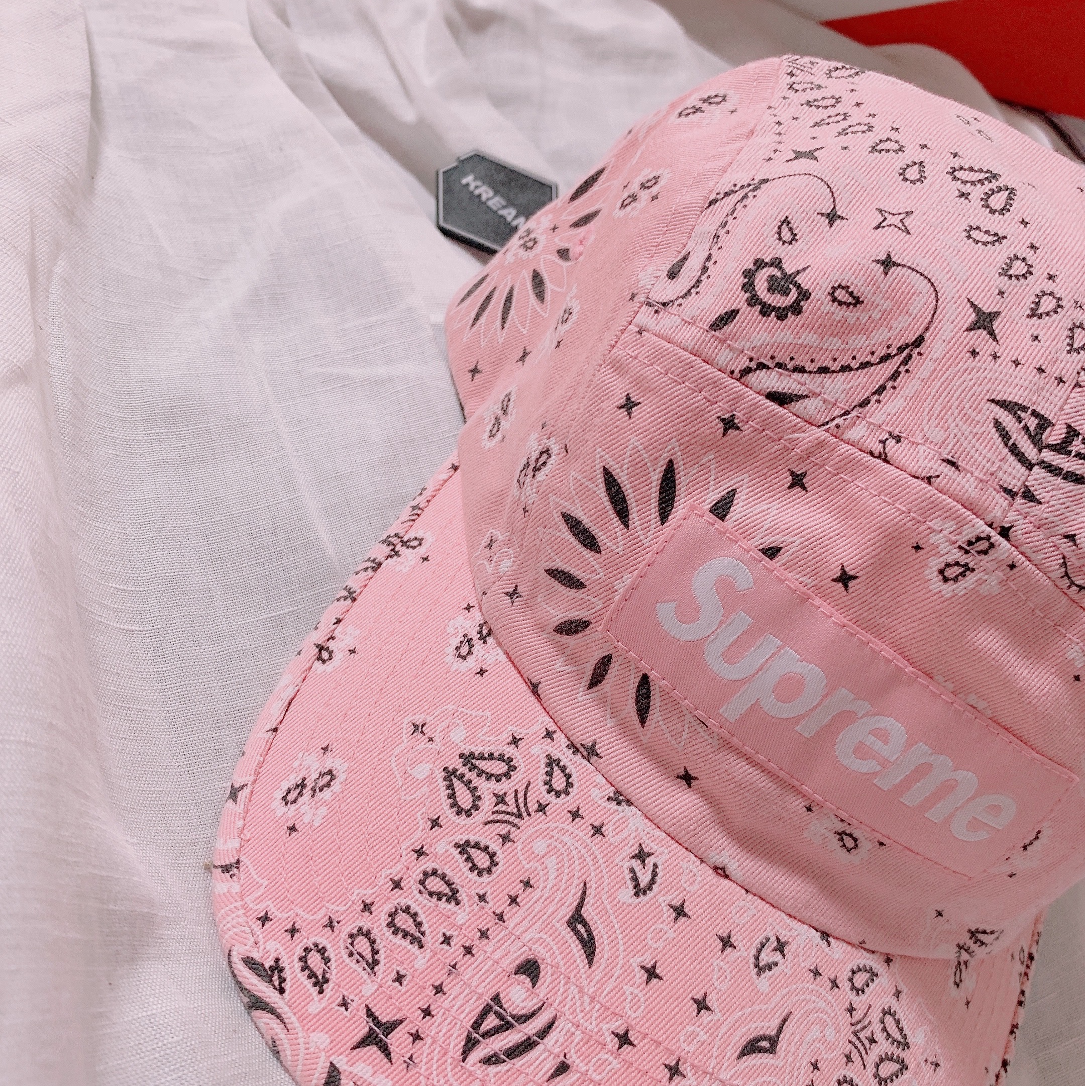 Supreme Bandana Camp Cap Pink - 21SS 착용 스타일 - 1