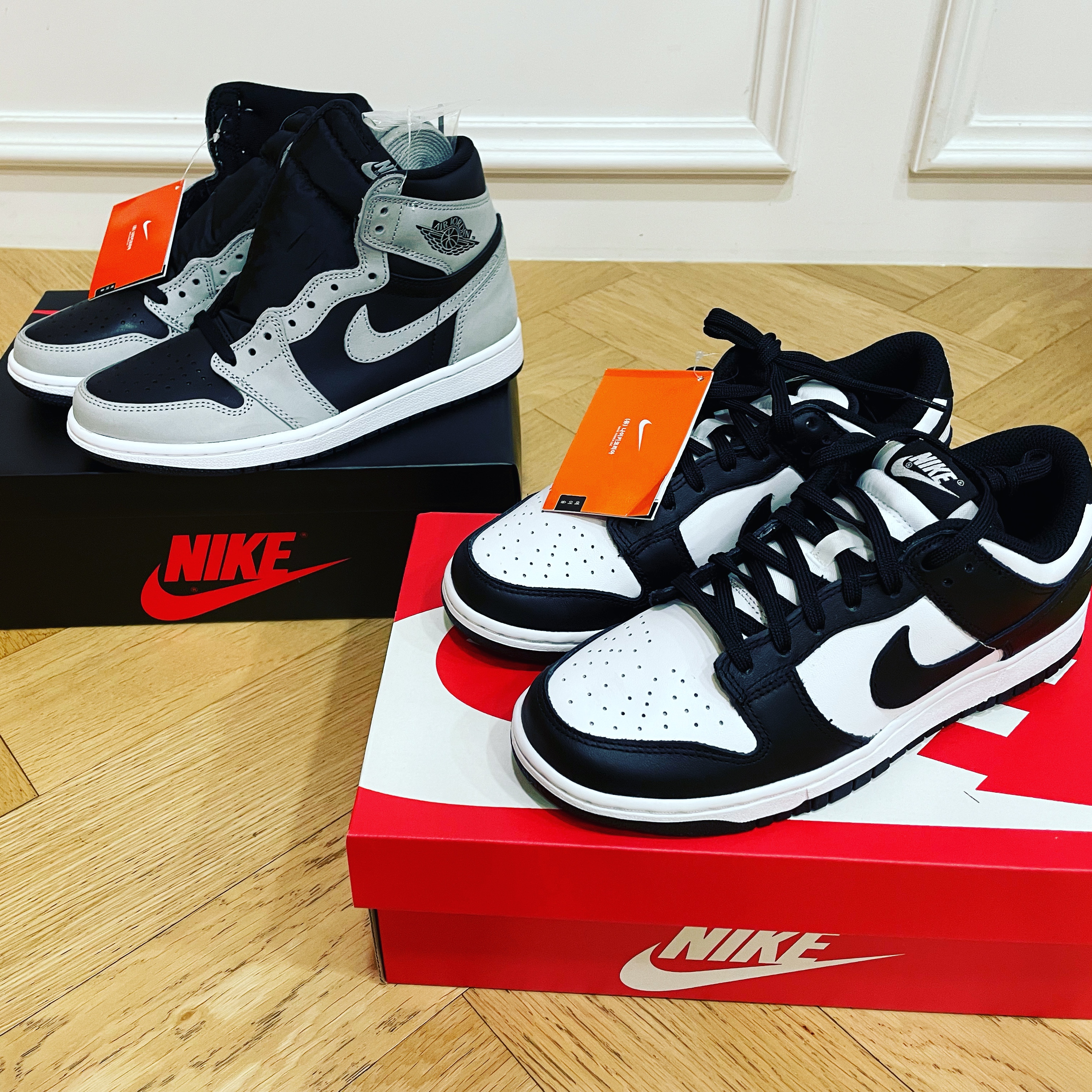 Jordan 1 Retro High OG Shadow 2.0, Nike Dunk Low Retro Black 착용 스타일