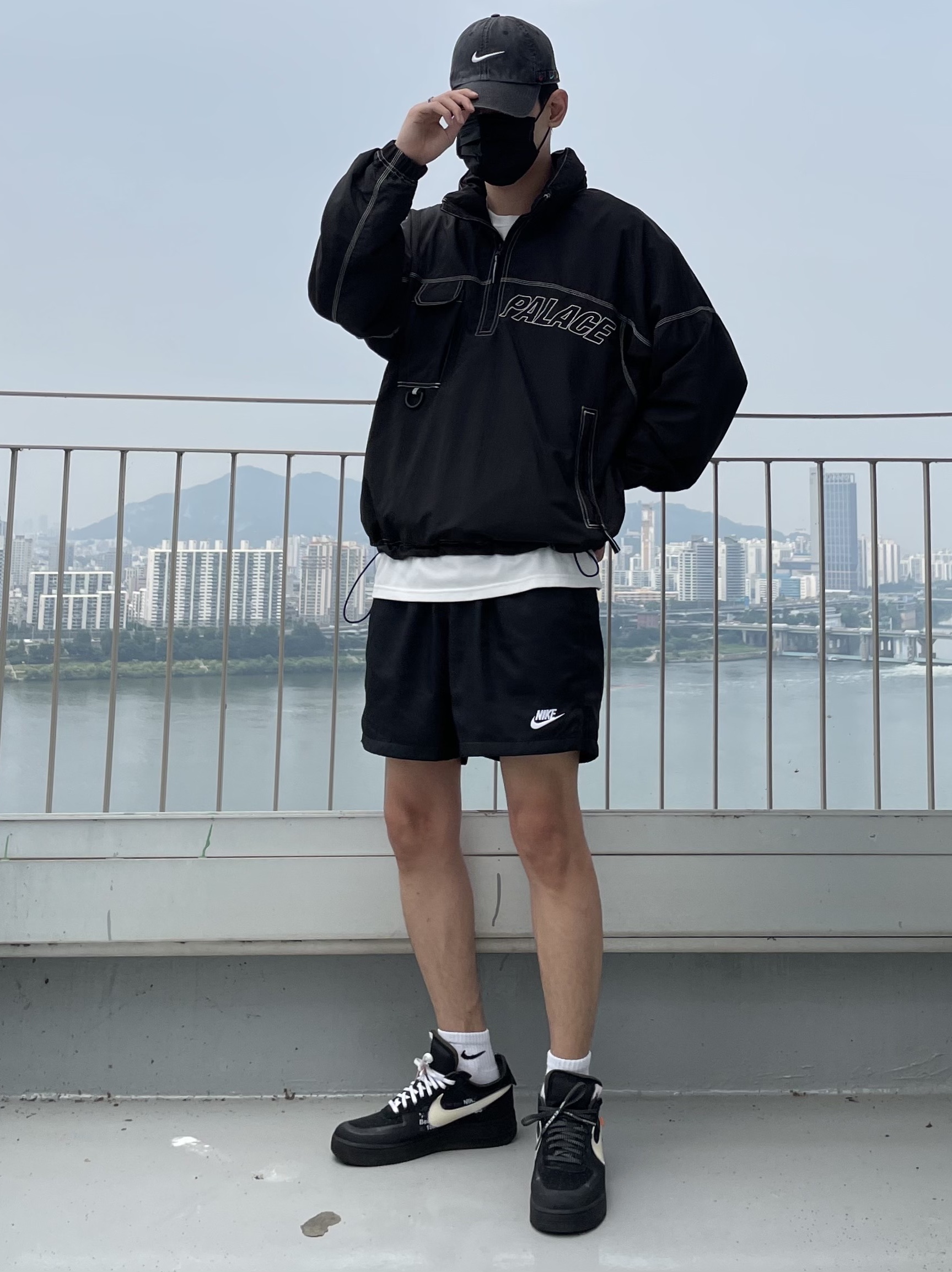Nike x Off-White Air Force 1 Low Black White 착용 스타일