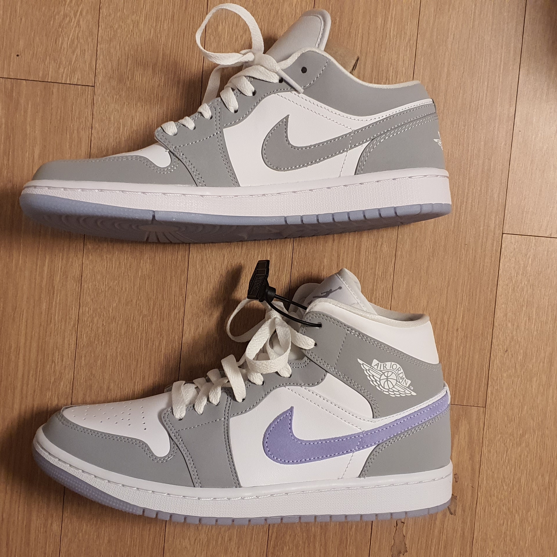 (W) Jordan 1 Mid Wolf Grey, (W) Jordan 1 Low White Wolf Grey 착용 스타일 - 1