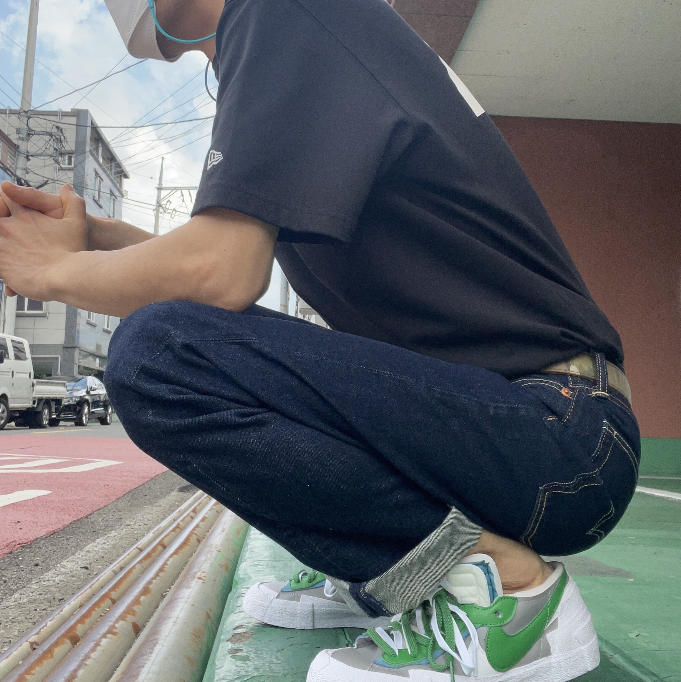 Nike x Sacai Blazer Low Classic Green 착용 스타일