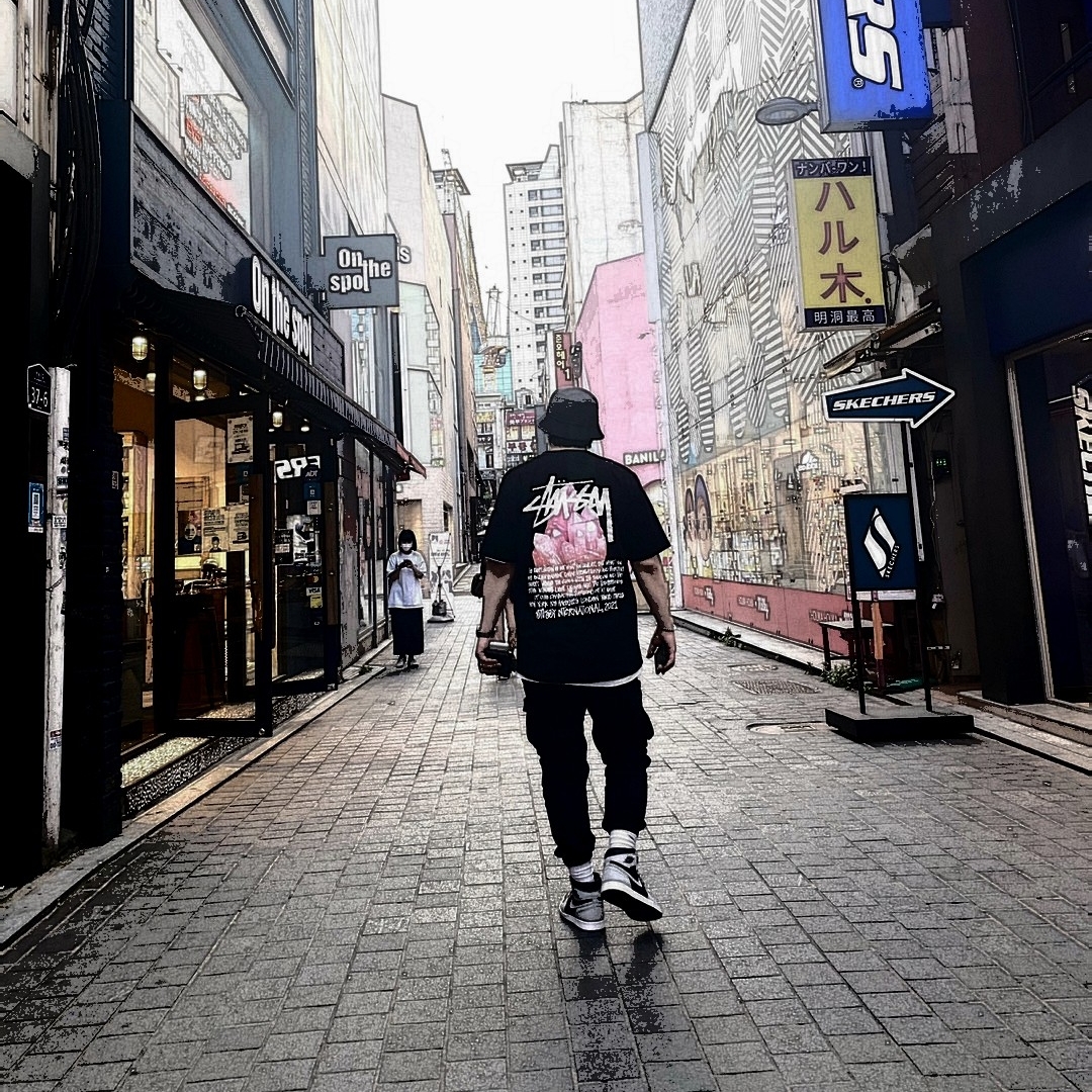 Stussy Reflection T-Shirt Black, Jordan 1 Retro High OG Shadow 2.0 착용 스타일