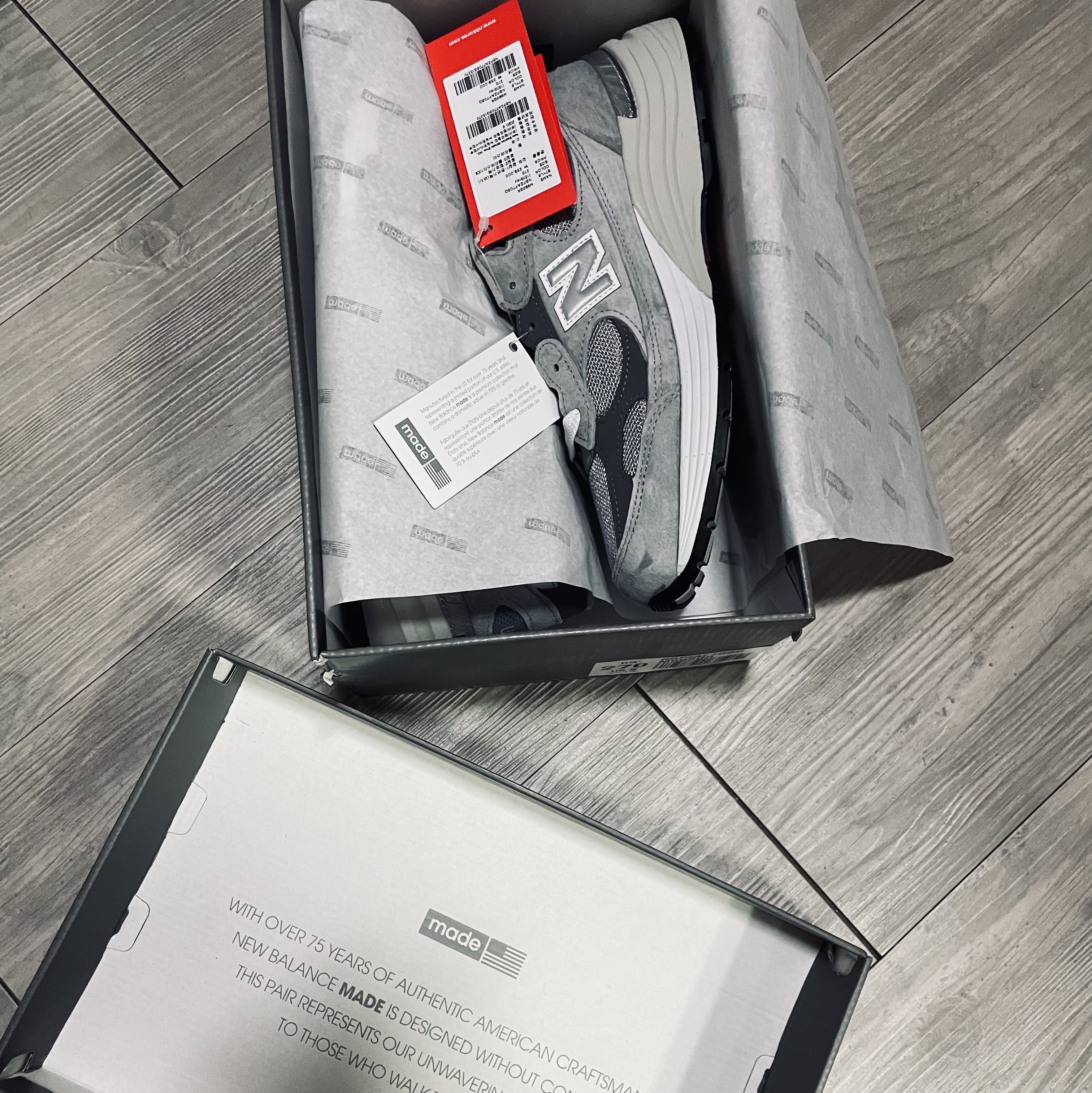 New Balance 992 Made in USA Grey - D Standard 착용 스타일 - 5