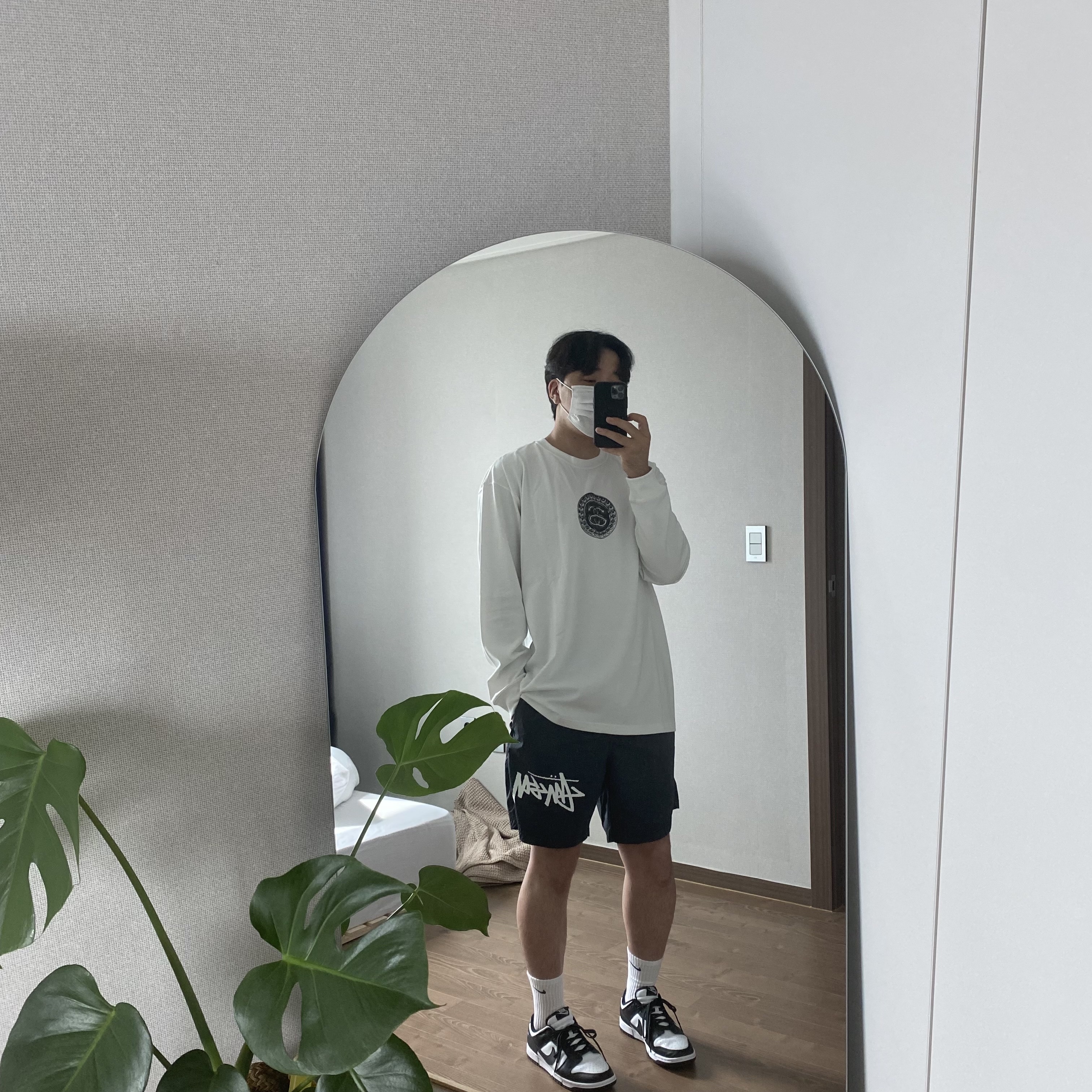 Nike Dunk Low Retro Black, Nike x Stussy Water Shorts Off Noir 착용 스타일