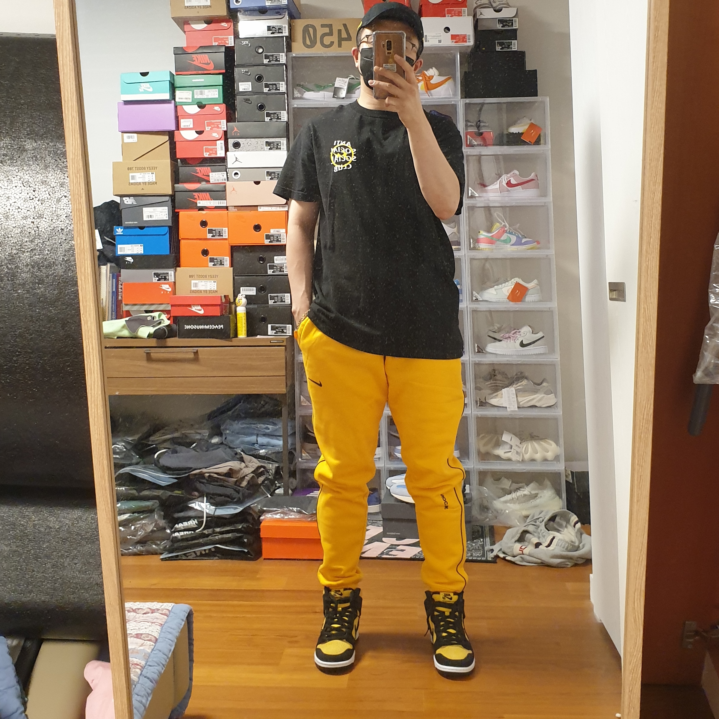 Nike SB Dunk High Pro Maize and Black, Nike x Drake Nocta Essential Cap Black 착용 스타일 - 2