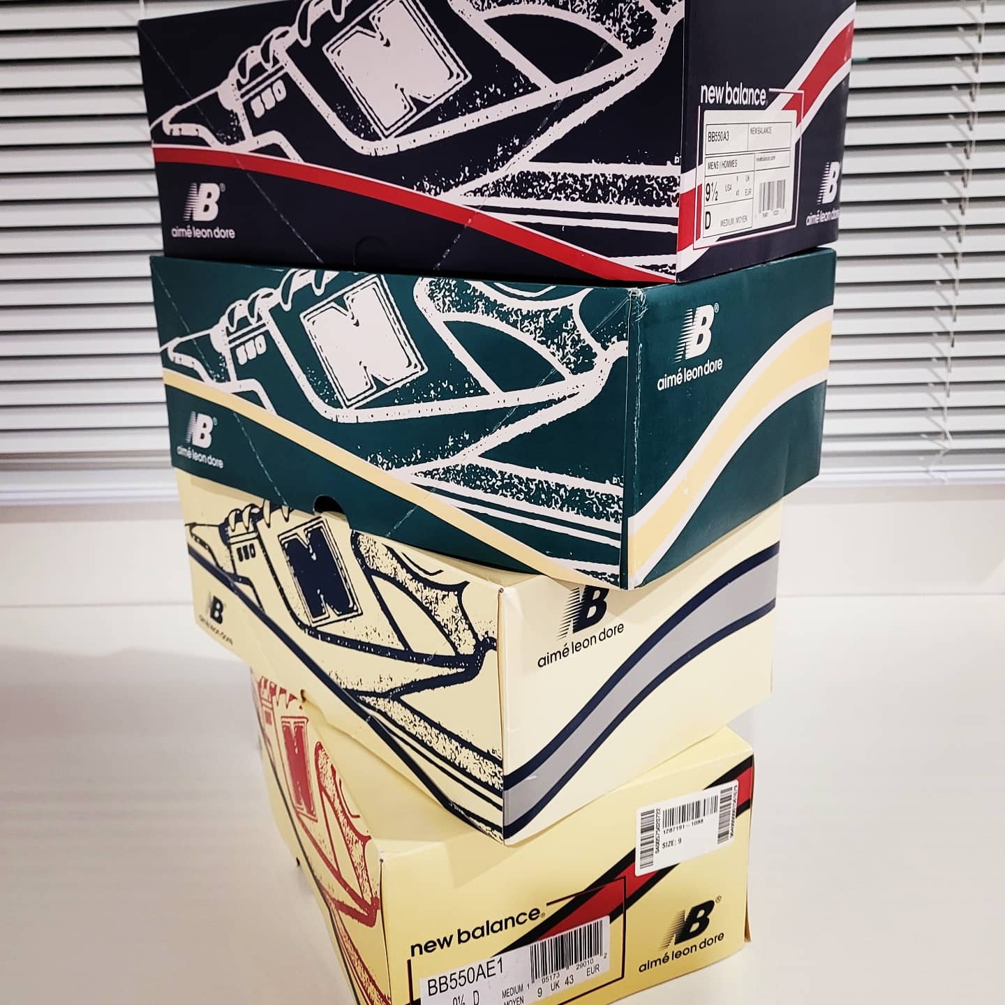 New Balance x Aime Leon Dore 550 Navy Red, New Balance x Aime Leon Dore 550 Green Yellow 착용 스타일 - 5