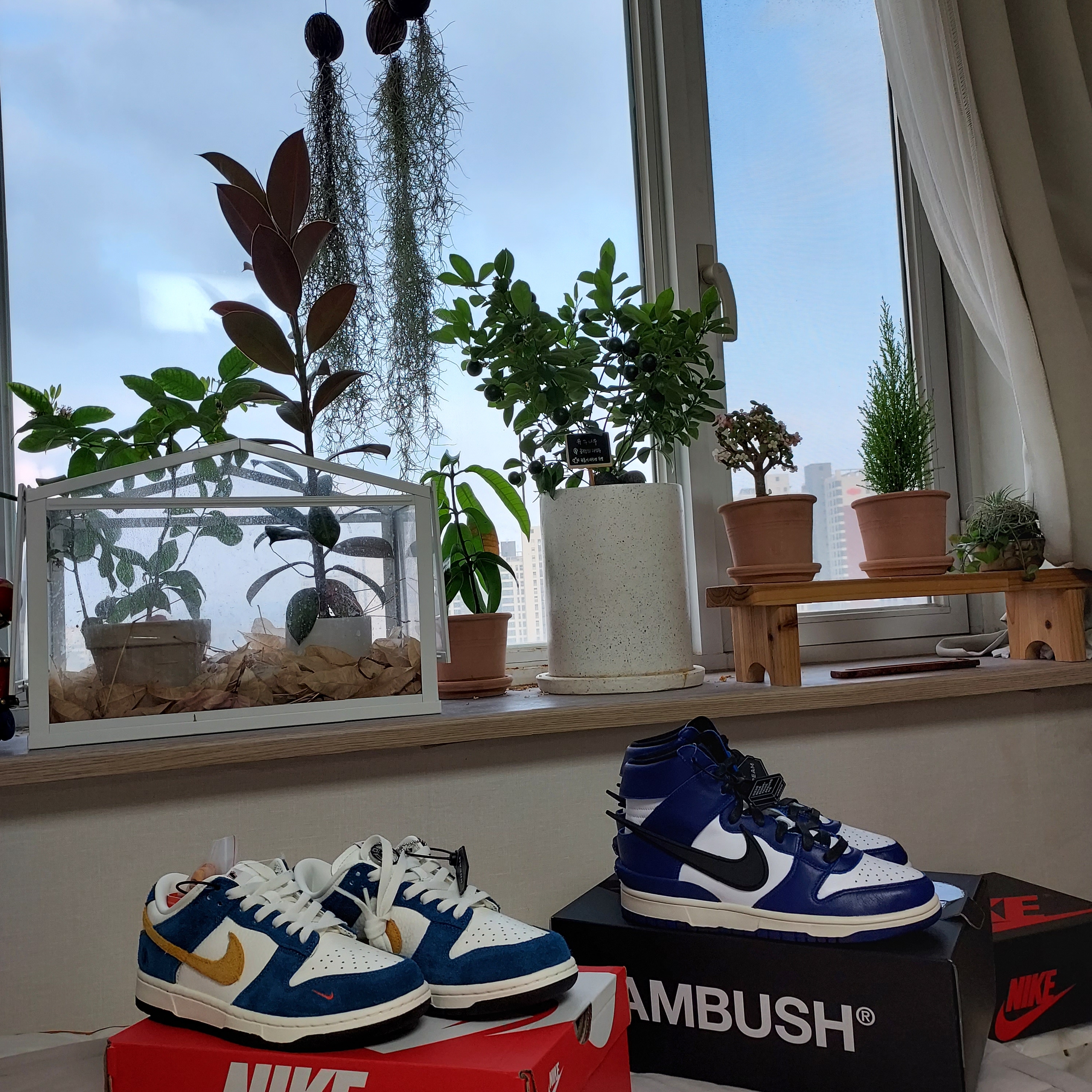 Nike x Ambush Dunk High Deep Royal Blue, Nike x Kasina Dunk Low 80's Bus 착용 스타일